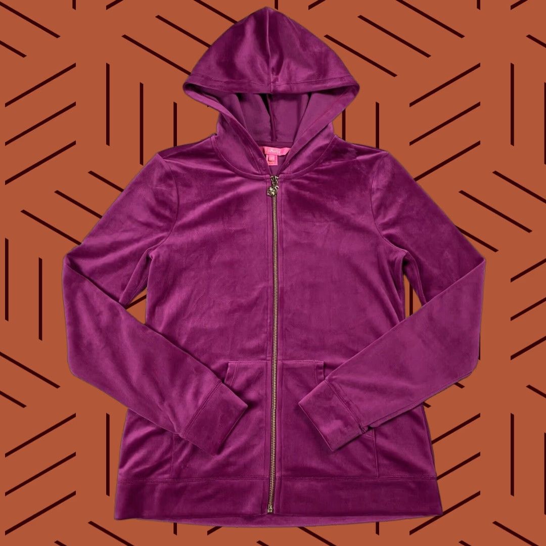 Lilly Pulitzer Lilly Pulitzer Velour Zip Up Hoodie Bordeaux Berry Full Zip XS Soft Women Velour Full Zip, Pockets, Solid, 멋 Size XS / US 0-2 / IT 36-38 - 1 Thumbnail