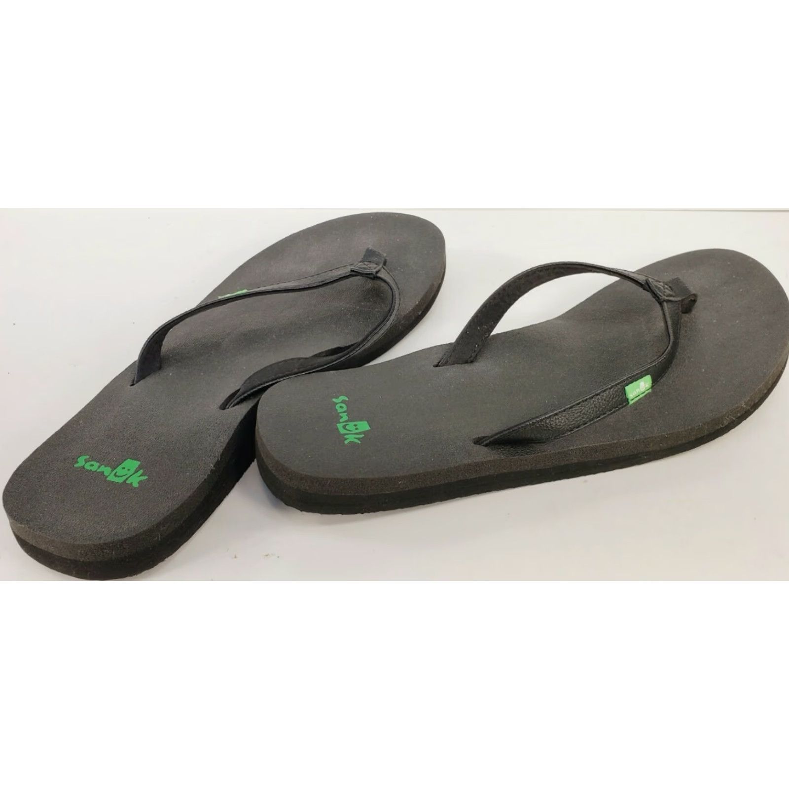 Sanuk Sanuk Yoga Joy Women’s 7 Flip Flop Sandals Toe Post Black SWS10275, Deep Teal, Cushioned, Flat, Slip On, Faux Leather Upper, M Width, Sandal, Like New Size US 7 / IT 37 - 5 Thumbnail