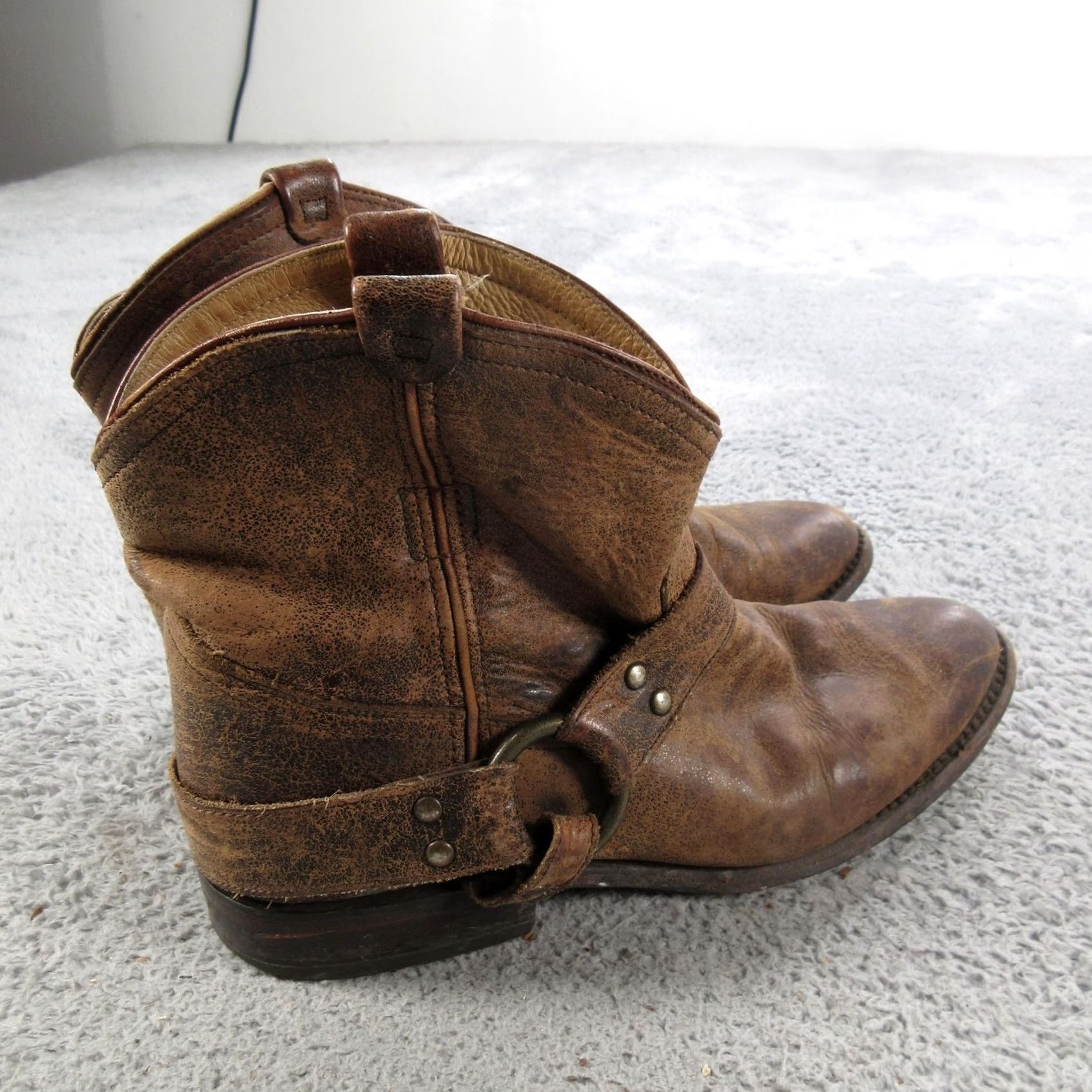 Frye Frye Boots Womens 7.5 Brown Leather Harness Ankle Biker Western Booties Size US 8 / IT 38 - 4 Thumbnail