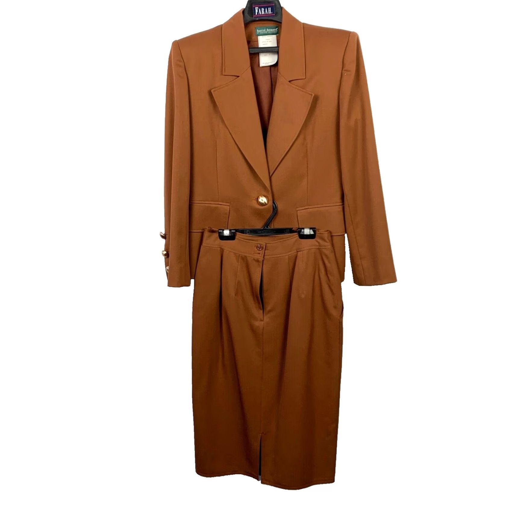 Vintage Harve Benard Vintage Blazer Skirt Suit Brown Wool 2 Piece Women's 6 Regular XS? (Correction: keep original) Size 28" / US 6 / IT 42 - 2 Thumbnail