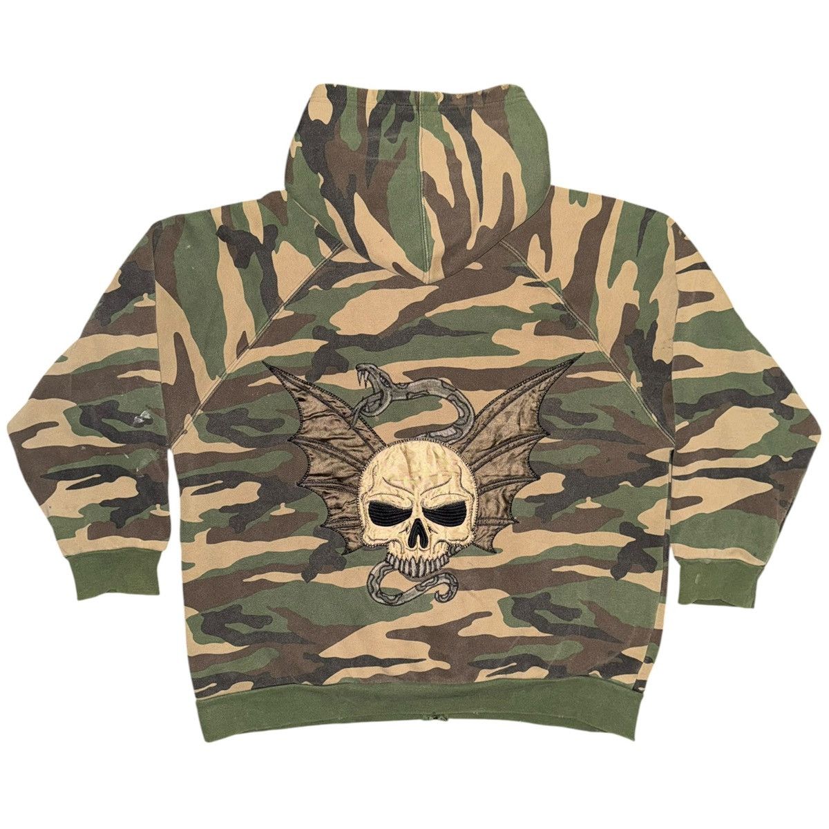 Dragonfly 1990s Archive Gothic/Emo Waffle Lined Camo Zip Up Hoodie Size US XL / EU 56 / 4 - 4 Thumbnail