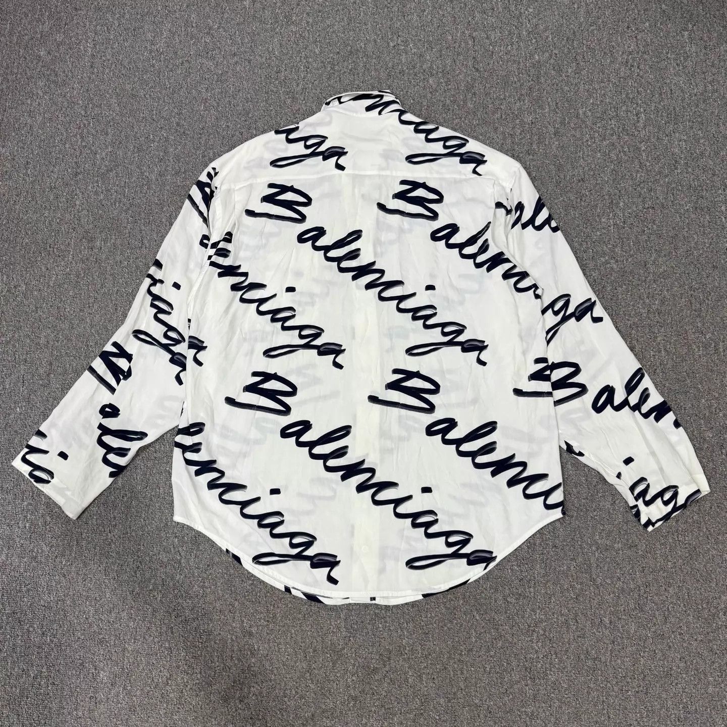 Balenciaga BALENCIGIA White Script Logo LS Shirt 34W 95 New Size XS / US 0-2 / IT 36-38 - 2 Thumbnail