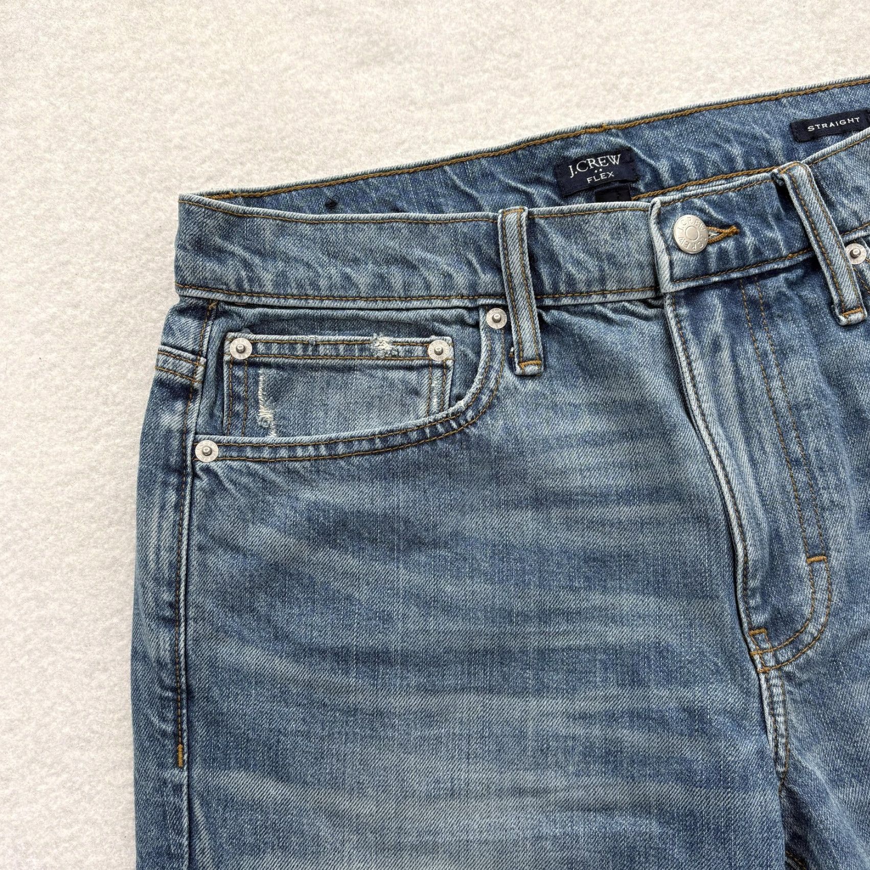 J.Crew J.CREW Flex Straight Jeans Mens 29x32 Blue Medium Wash Stretch Denim Preppy Size US 29 - 3 Thumbnail
