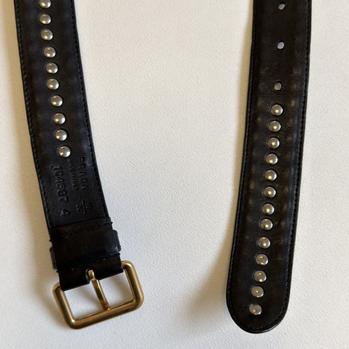 Prada Black Leather ‘Round Metal Studded’ Belt Size ONE SIZE - 15 Thumbnail