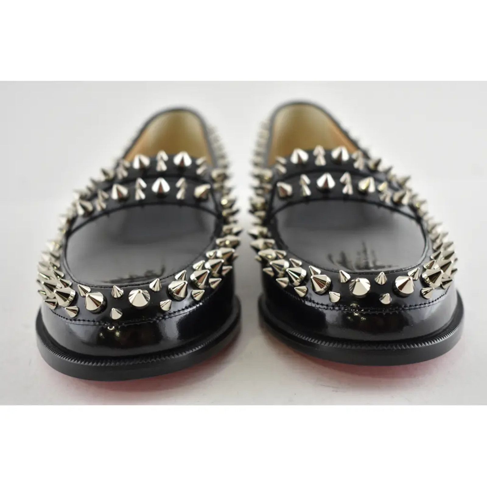 Christian Louboutin Mattia Spikes Donna Flat Black Calf Leather Slip Loafer 39 Size US 9 / IT 39 - 4 Thumbnail