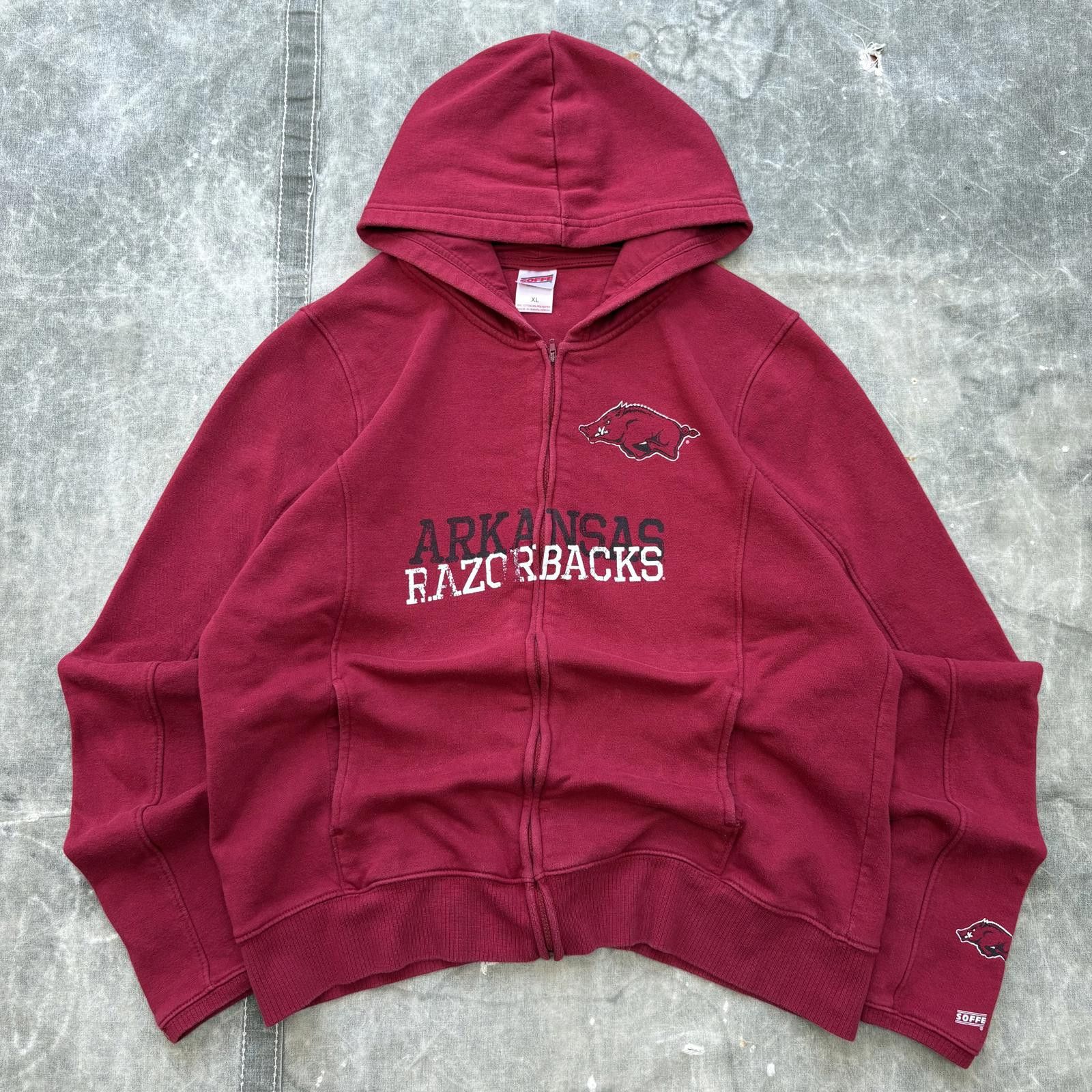 Soffe Vintage Y2K Arkansas Razorbacks Grunge Sport Full Zip Hoodie Size XL / US 12-14 / IT 48-50 - 1 Thumbnail