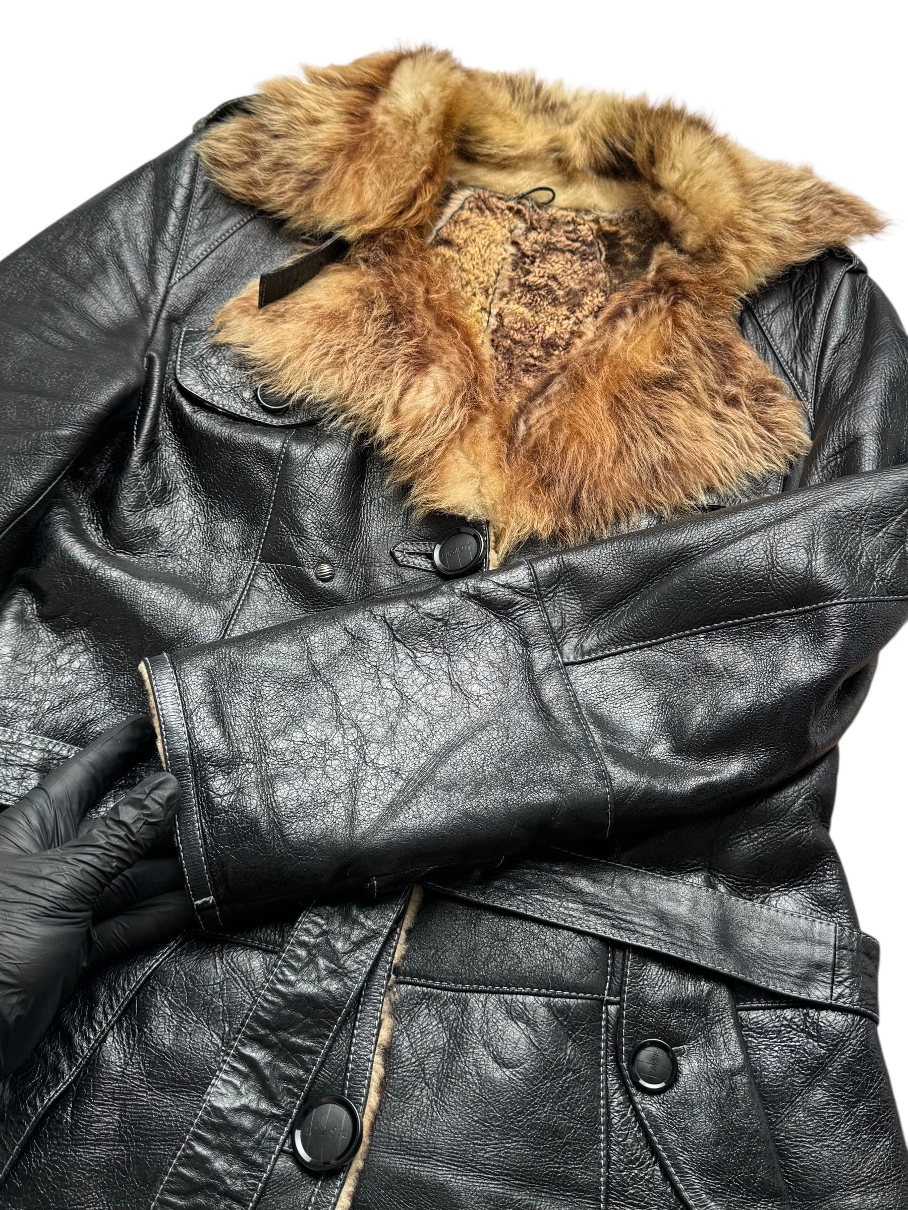 Vintage 90's Real Sheepskin Coat With Belt(V407) Size L / US 10 / IT 46 - 2 Thumbnail
