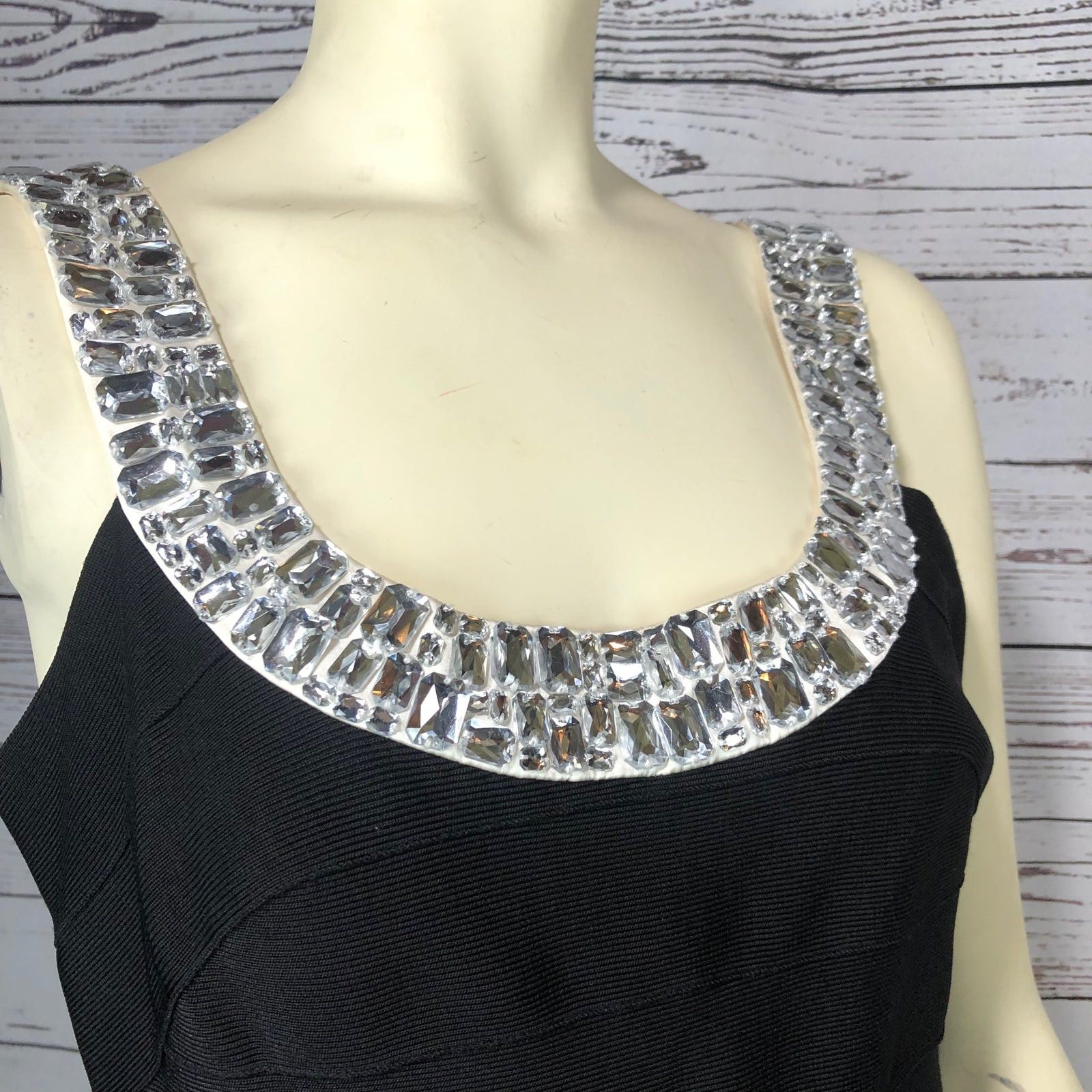 Other Carmen Marc Valvo Gemstones Metallic Black Bandage Dress s Size S / US 4 / IT 40 - 7 Thumbnail