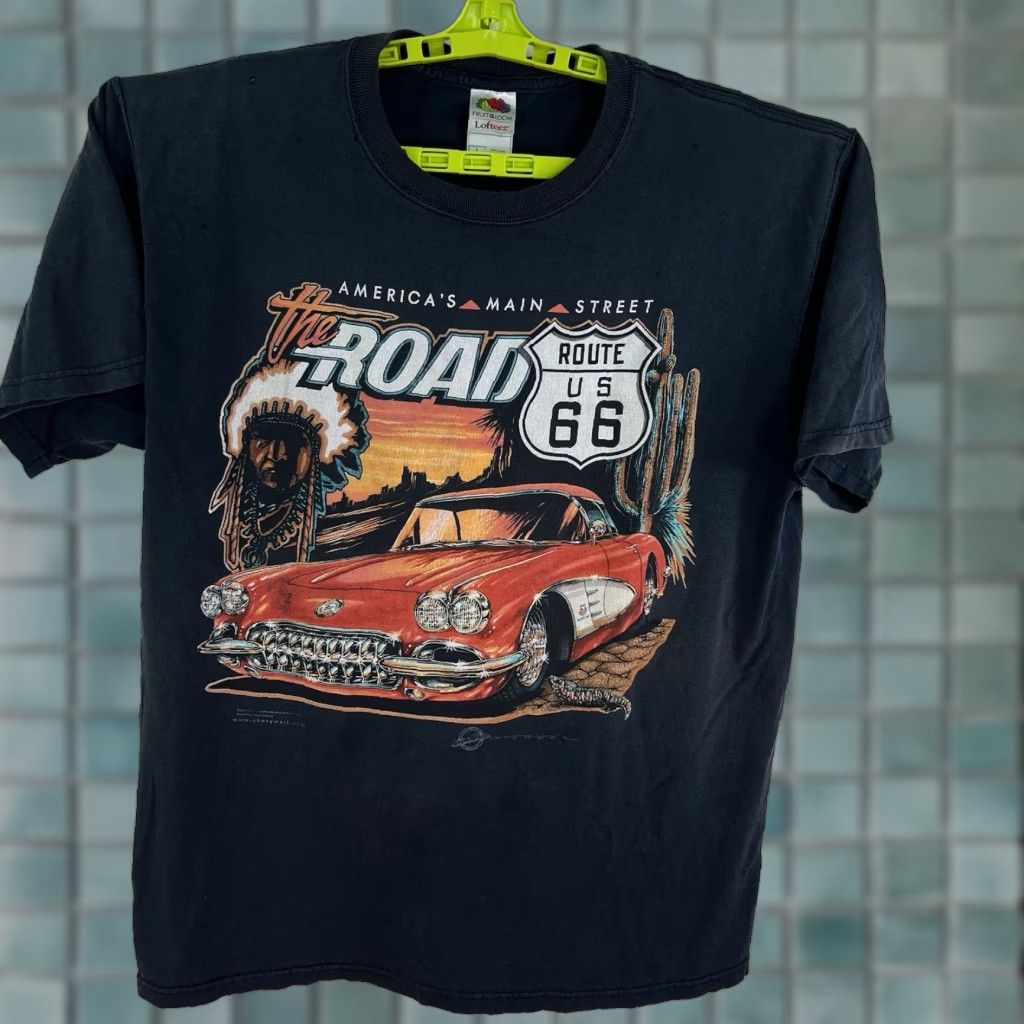 Route 66 VINTAGE Route 66 T-Shirt Men Size L Black 90s Cars Classic Short Sleeve Size US L / EU 52-54 / 3 - 1 Thumbnail