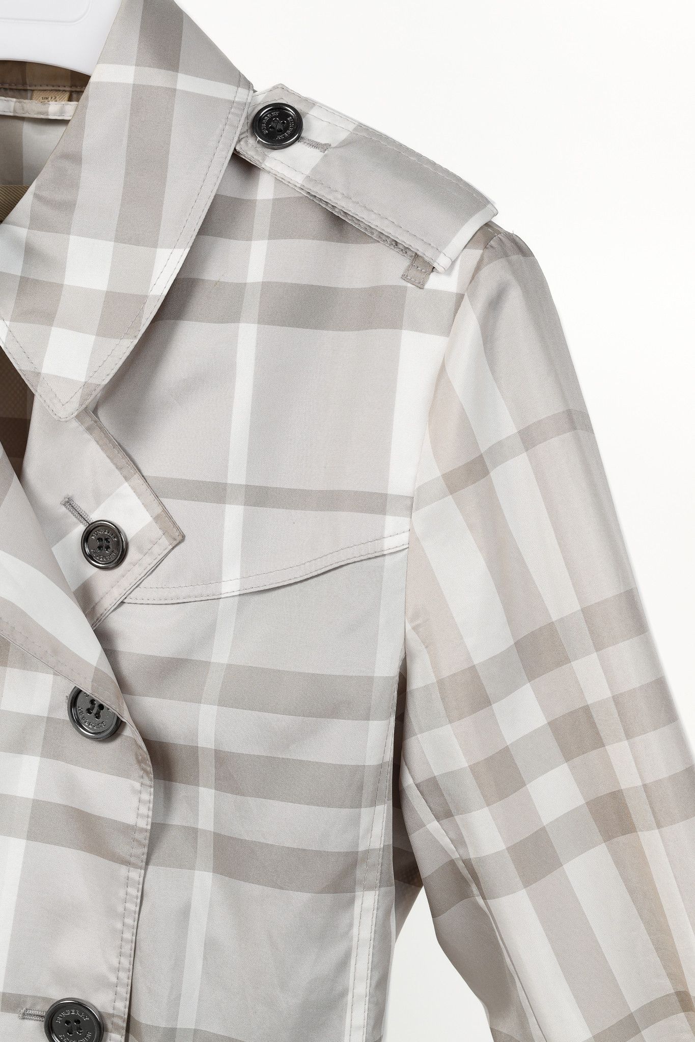 Burberry Burberry Brit Grey Check Taffeta Packable Belted Trench Coat Size L / US 10 / IT 46 - 5 Thumbnail