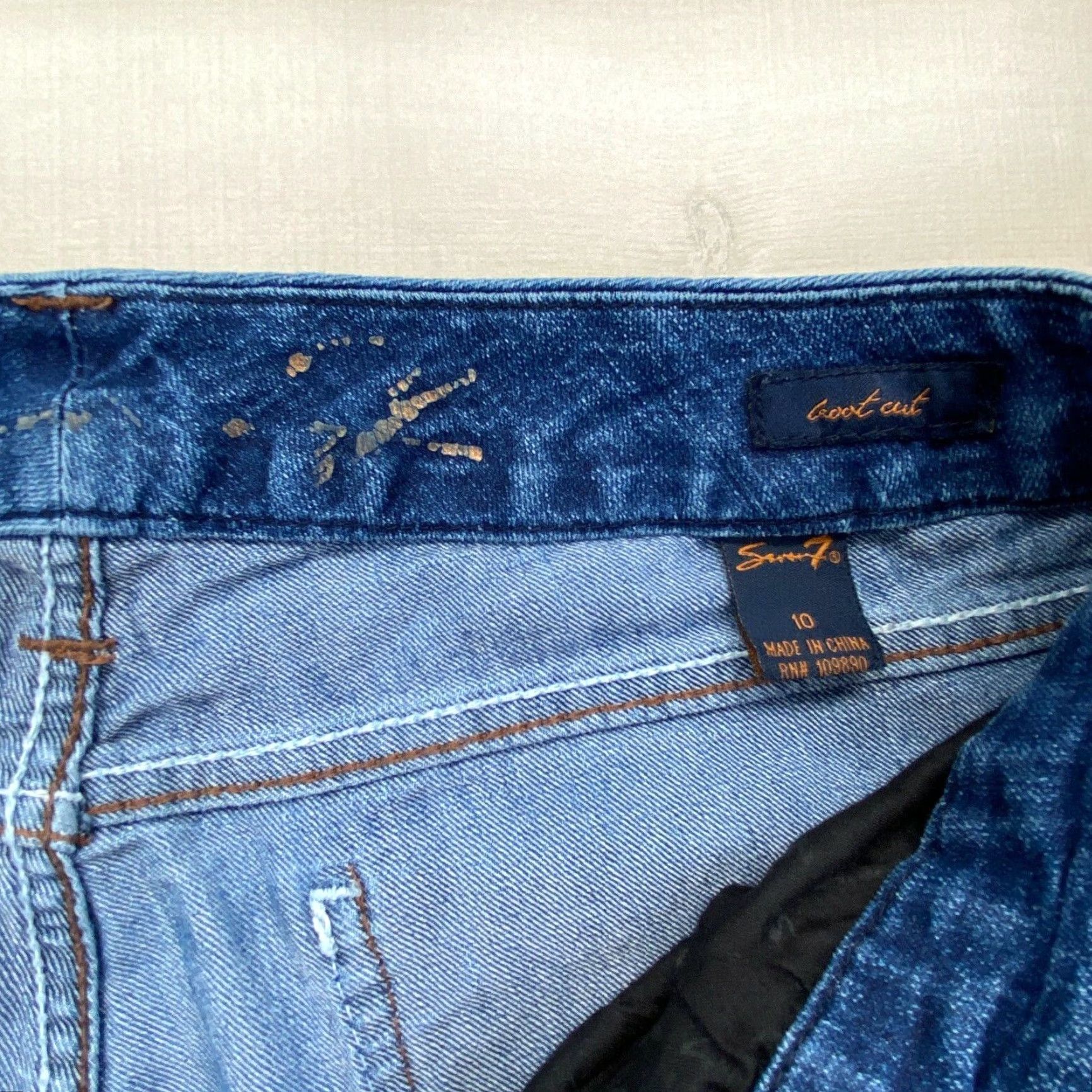 Vintage Seven7 Womens Bootcut Jeans 10 Extra Large 29x28 Mid Rise Medium Wash Embellished Pockets Size 32" / US 10 / IT 46 - 4 Thumbnail