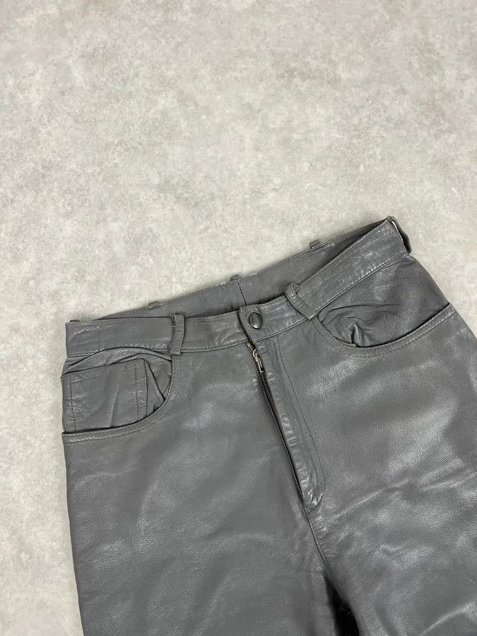 Vintage 1990s Giorgio Armani Grey Leather Pants Size US 39 - 5 Thumbnail