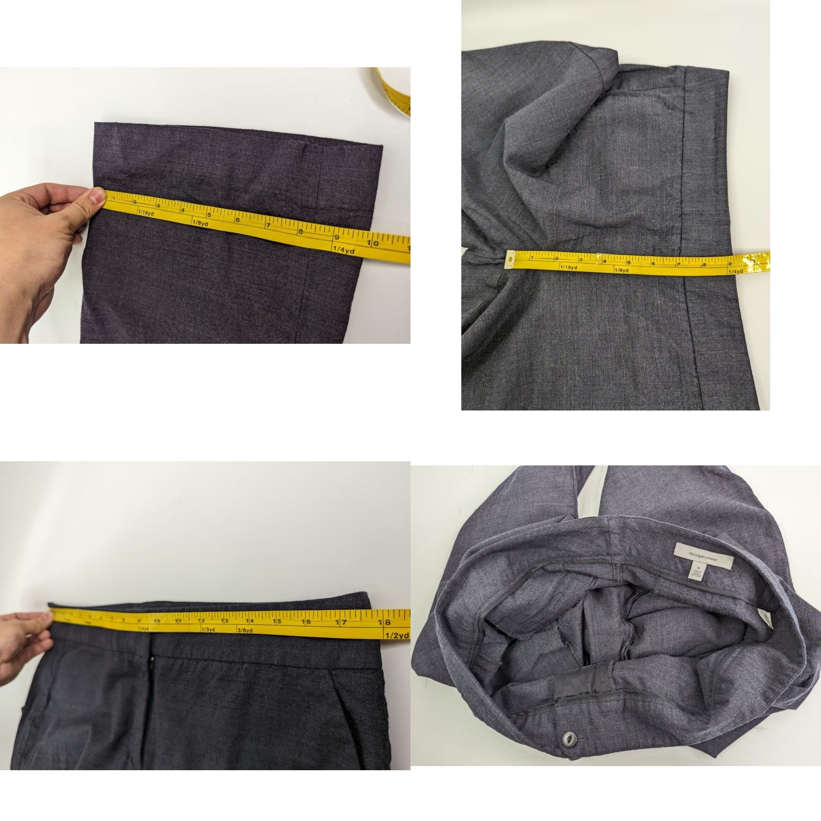 Vintage Classiques Entier Dress Pants Slacks Women's 10 Gray Wool Check Front Flat Regular Size 10 Pants Womens Classic Modern Vintage No N/A Size 32" / US 10 / IT 46 - 8 Thumbnail