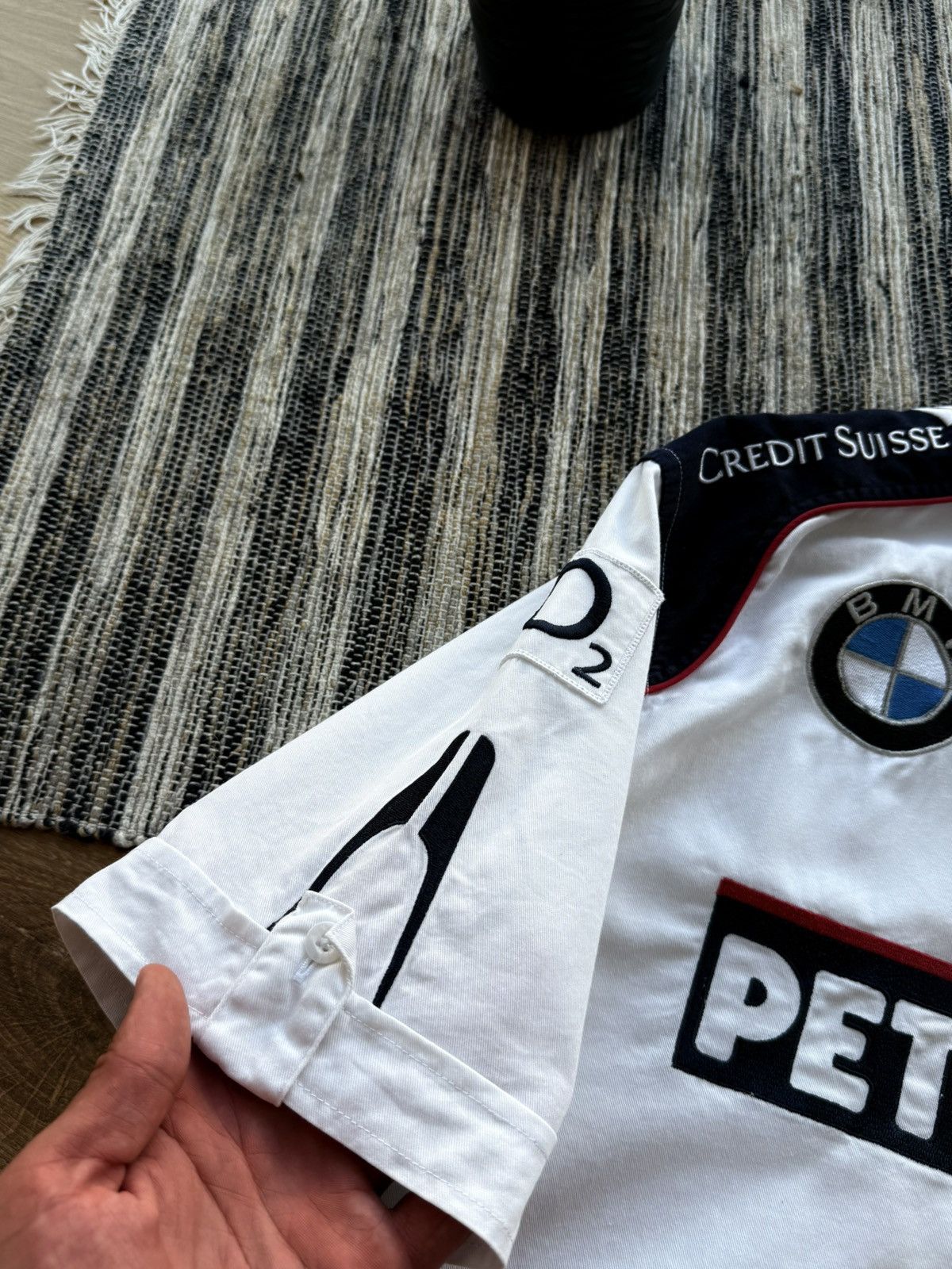 BMW Sauber F1 Team Mens Racing Shirt Petronas SS Button Up
