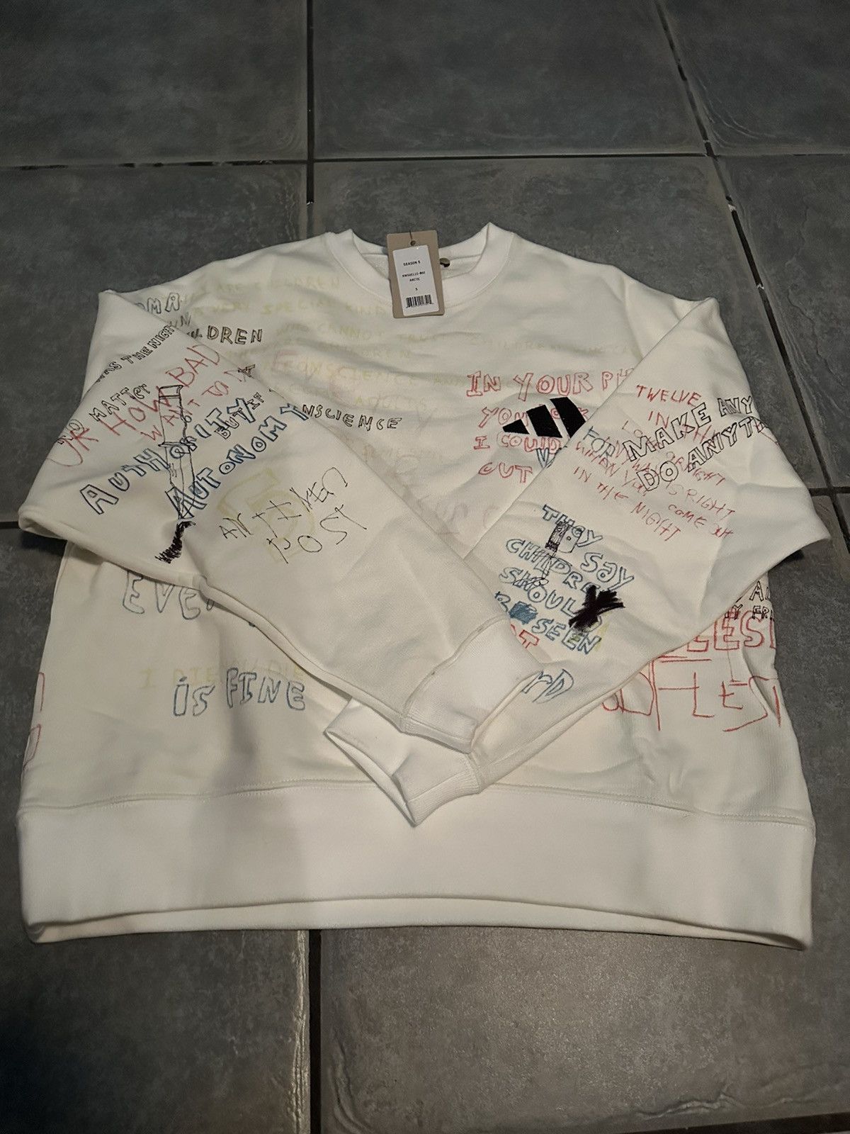 adidas gazelle silver green womens Yeezy Season 5 Adidas Scribble Sweatshirt – Justin Reed main image 0
