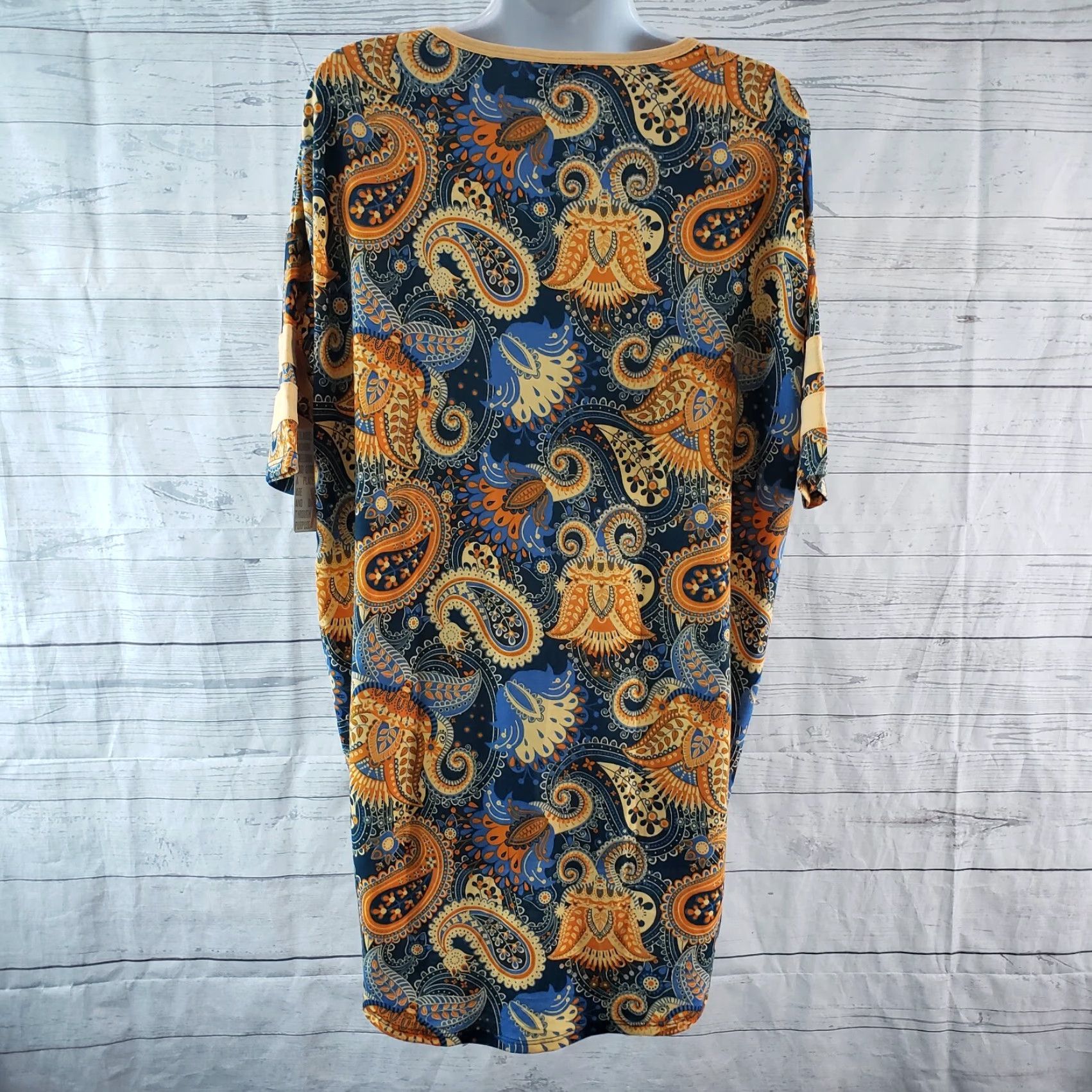 Vintage VINTAGE LuLaRoe Irma Top XS Women’s Short Sleeve Paisley Blue Orange Shirt Size XS / US 0-2 / IT 36-38 - 4 Thumbnail
