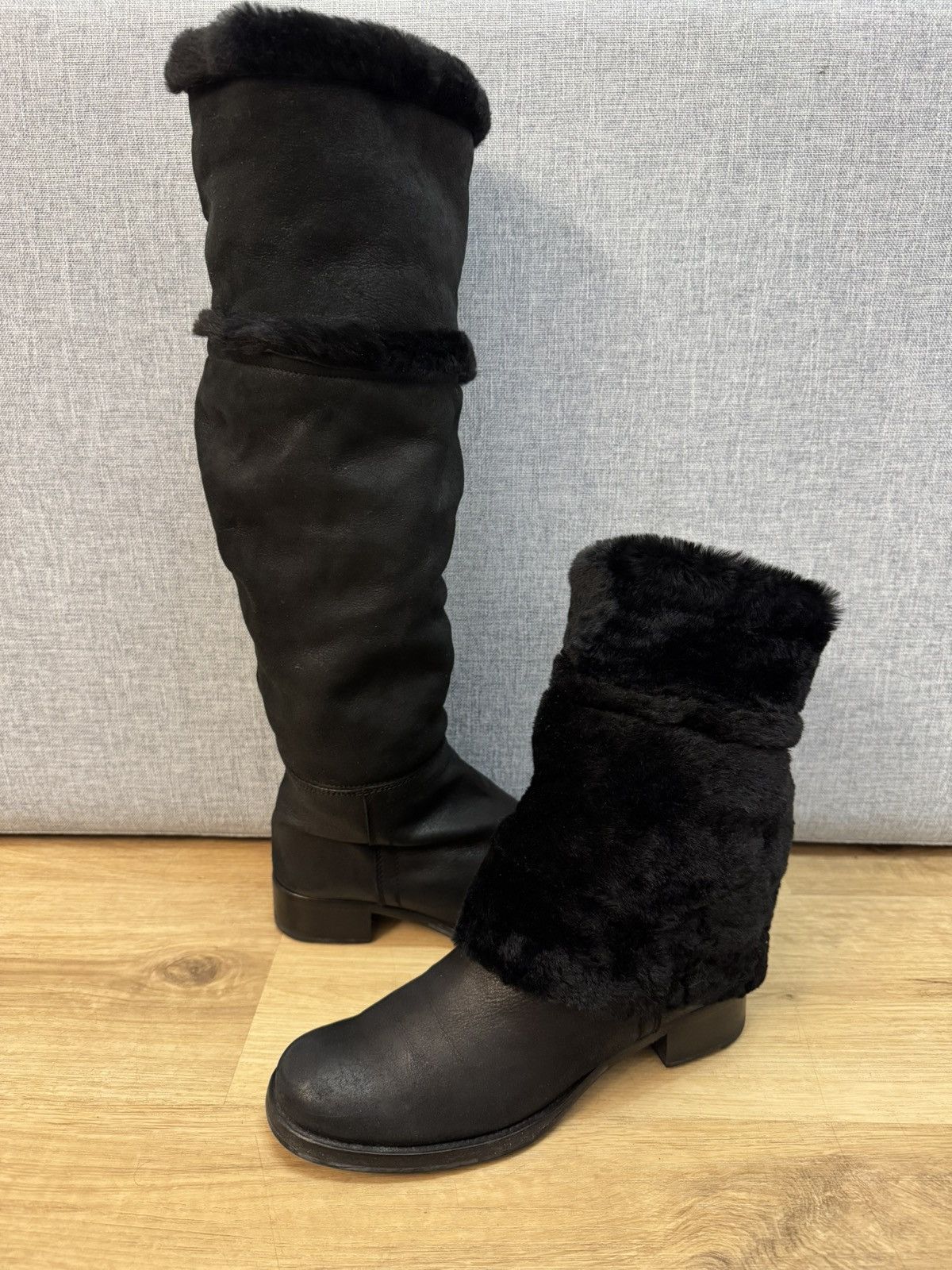 Jil Sander Jil Sander Leather Fur High Boots Rare size 37 Size US 7 / IT 37 - 1 Thumbnail