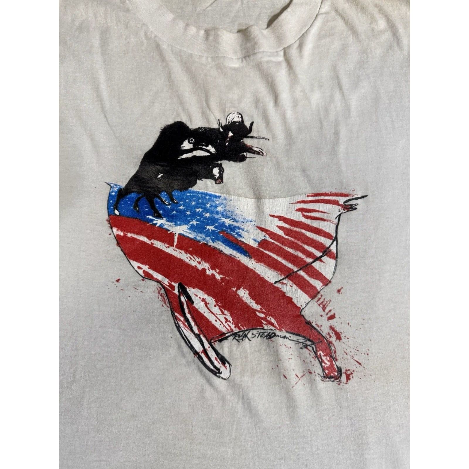 Vintage VINTAGE National 80s Where The Buffalo Roam T Shirt XL Men White Cotton Graphic Print Crew Neck Long Sleeve Logo Movie Band Art Womens? Size US XL / EU 56 / 4 - 4 Thumbnail