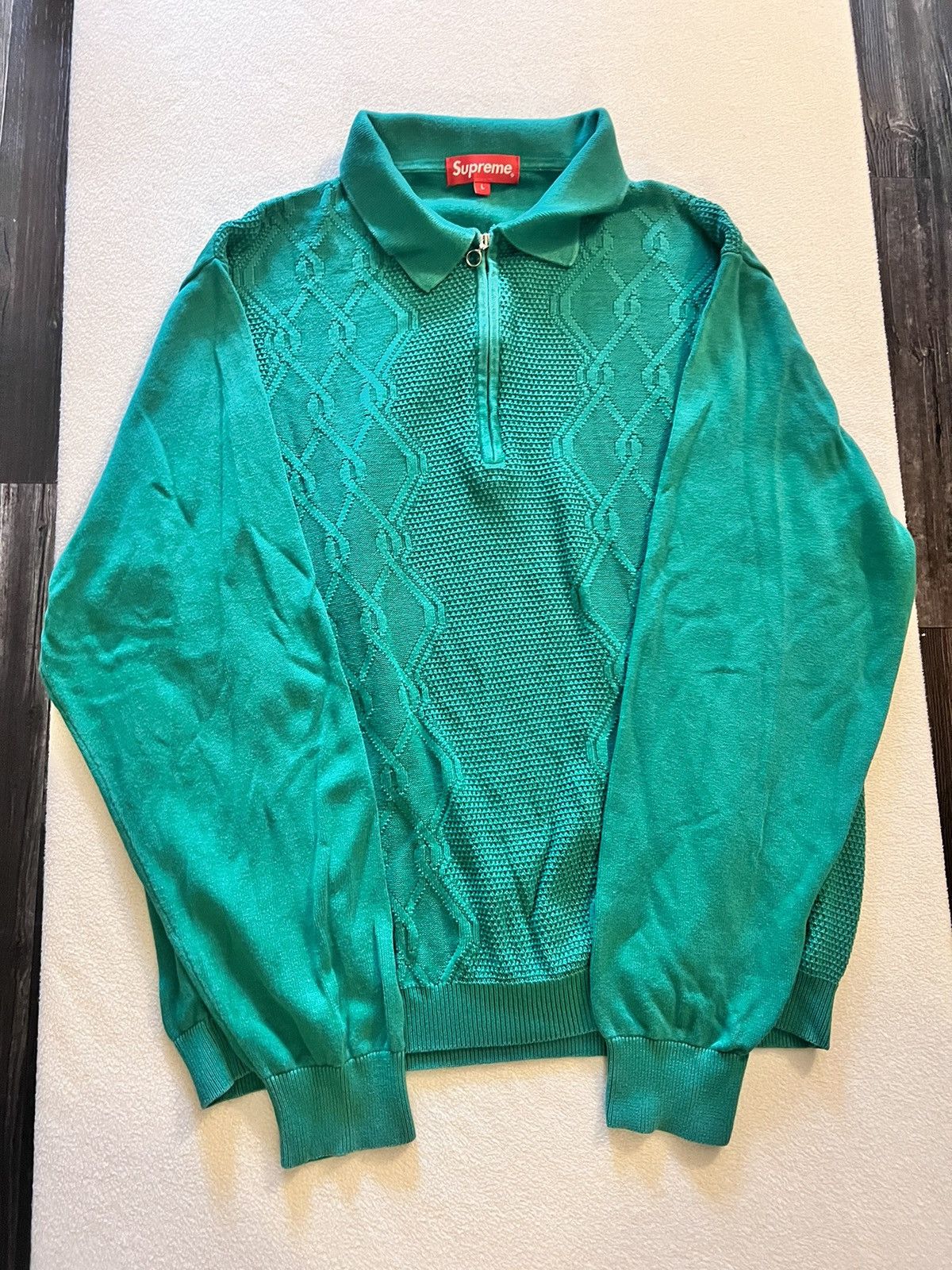 Supreme Supreme cable knit sweater green Size US L / EU 52-54 / 3 - 1 Thumbnail