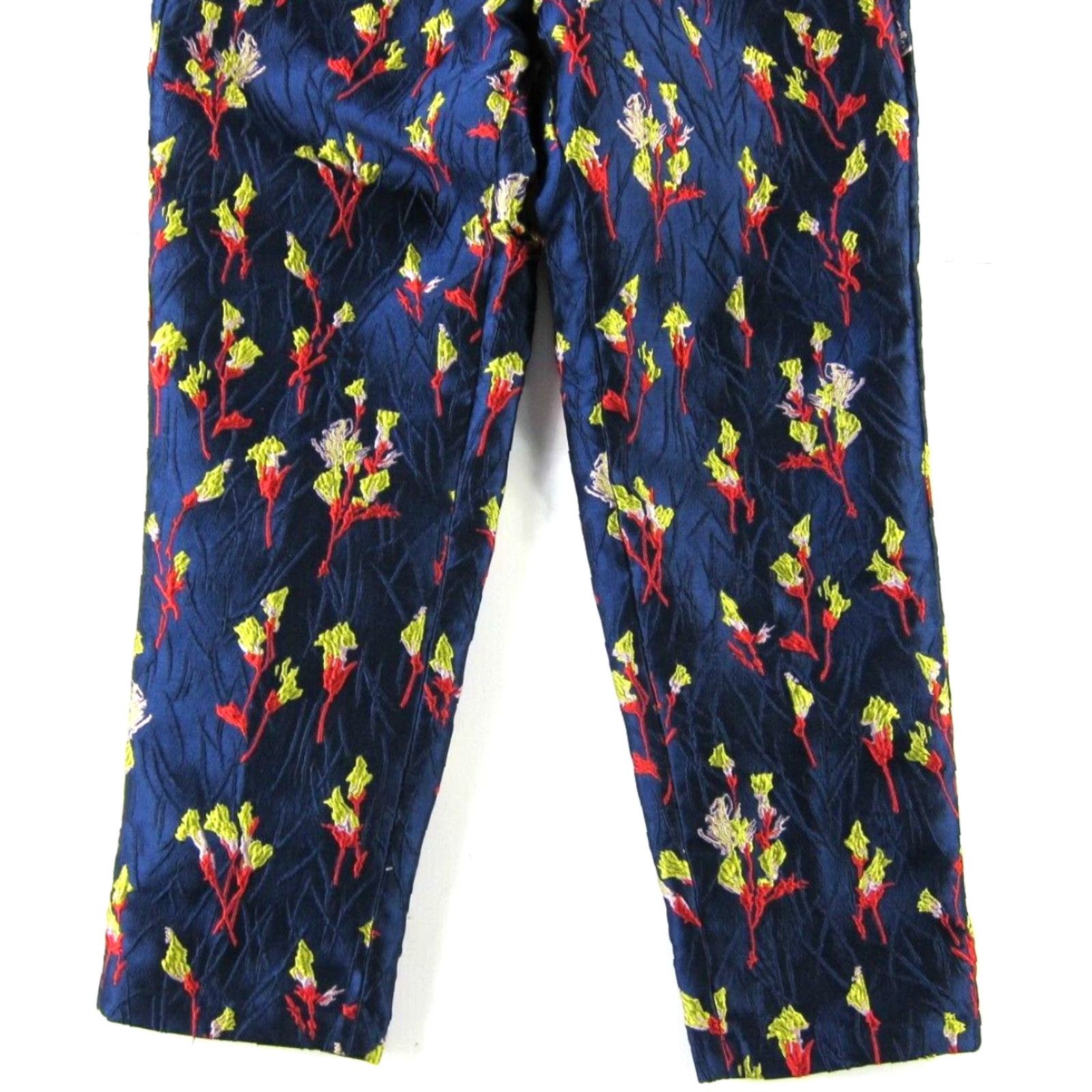 Wildfang Wildfang Lucca Blue Satin Floral Pocket Chino Pant XS Women Regular Tapered Pockets Pant Size 26" / US 2 / IT 38 - 5 Thumbnail