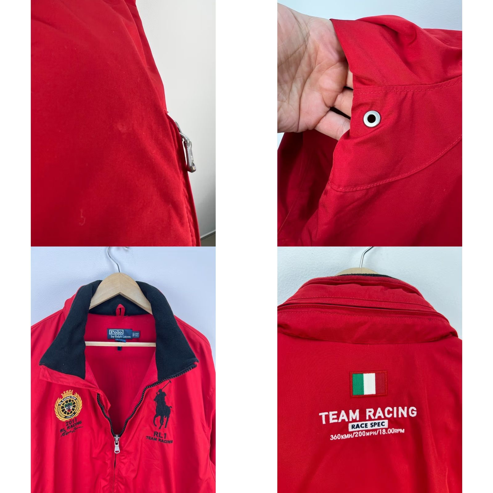 Polo Ralph Lauren Polo Ralph Lauren Jacket 2XL Red Vintage Full Zip Polo Ralph Lauren 2011 Team Racing Illustrated Big Pony Italy Flag Men Jacket Size US XXL / EU 58 / 5 - 8 Thumbnail
