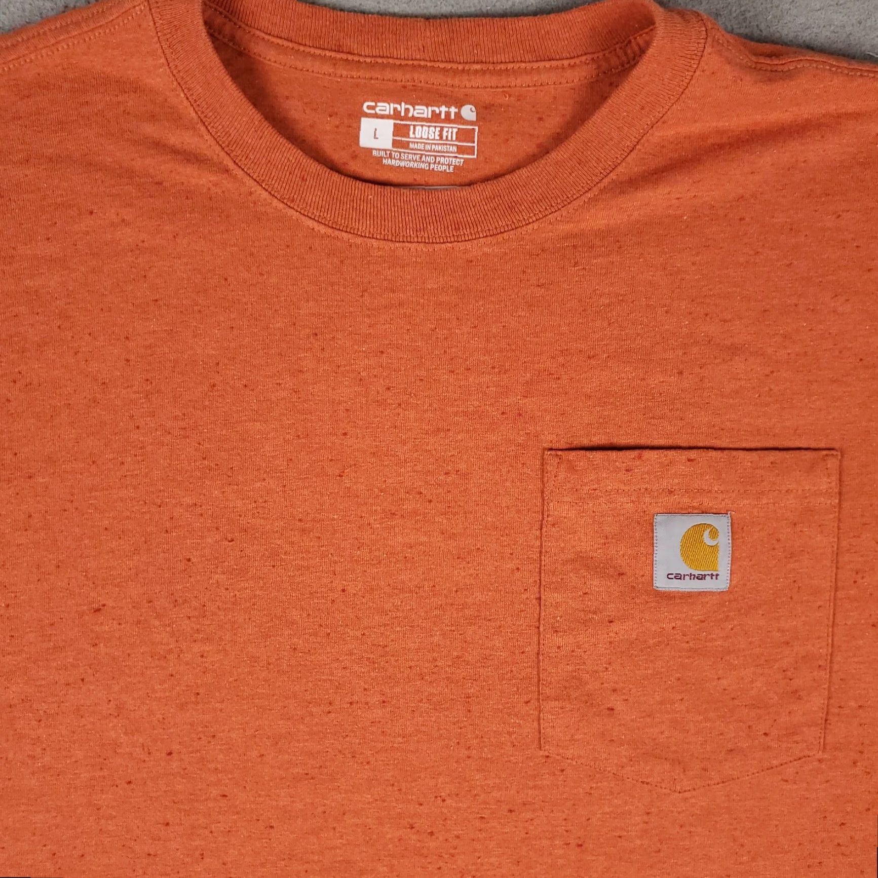 Carhartt VINTAGE Carhartt T-Shirt Mens Size Large Cotton Short Sleeve Crew Neck Orange Casual Pockets All Seasons Size US L / EU 52-54 / 3 - 2 Thumbnail