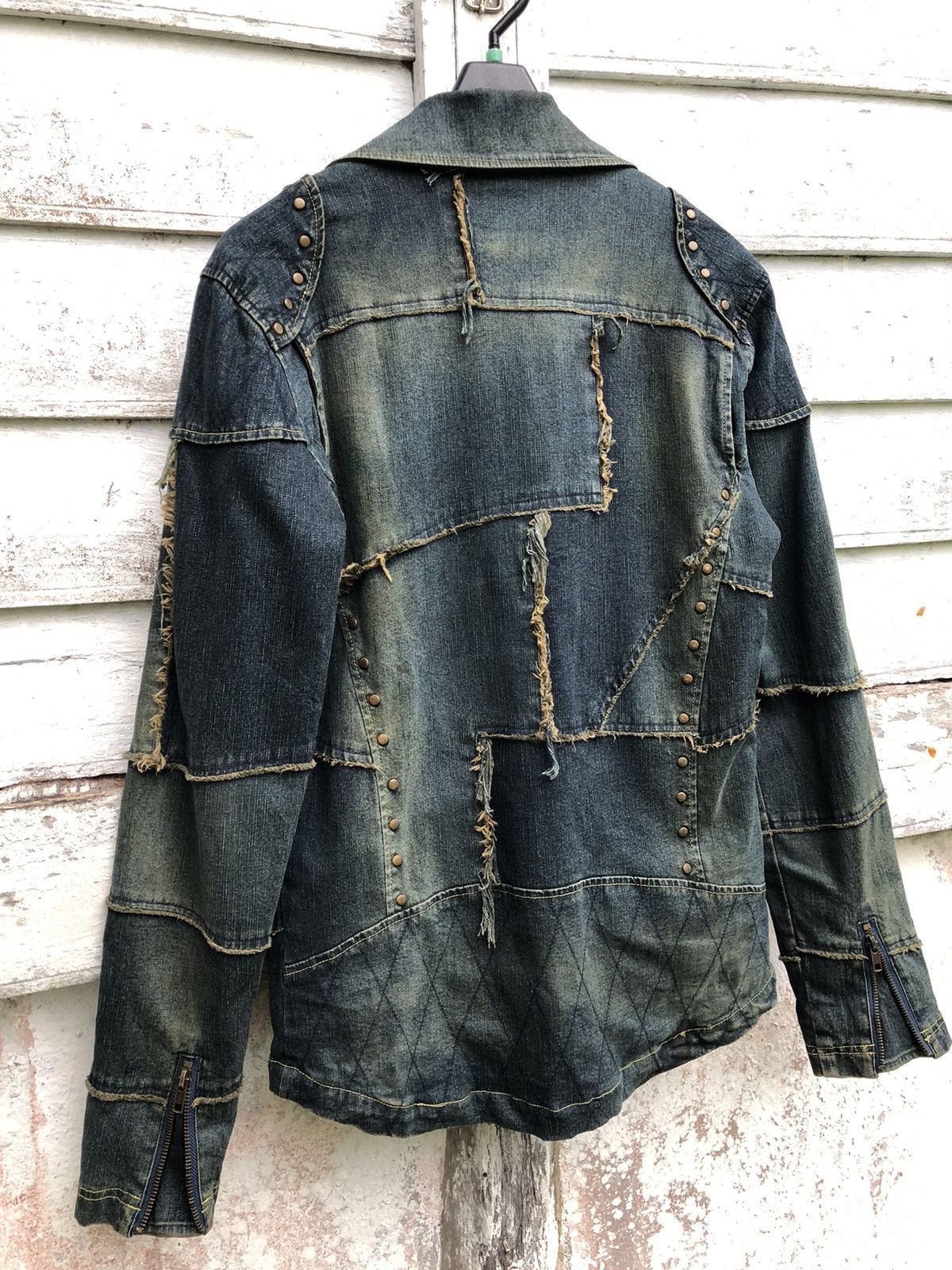 Hysteric Glamour × Japanese Brand FACE THE MUSIC STUD PATCHED WORKS DISTRESSED DENIM JACKET Size US M / EU 48-50 / 2 - 6 Thumbnail