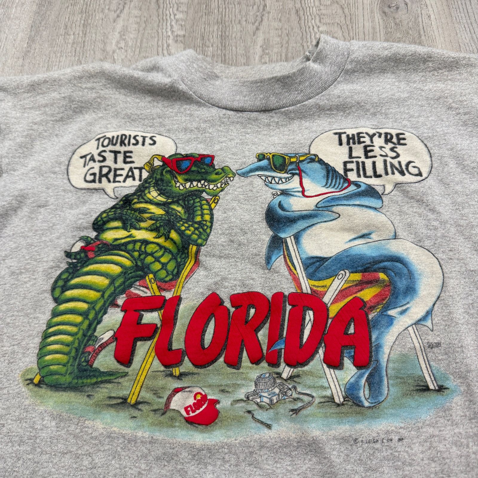 Vintage Vintage Florida Alligator Shark Shirt Medium Gray 80s Funny Size US M / EU 48-50 / 2 - 3 Thumbnail