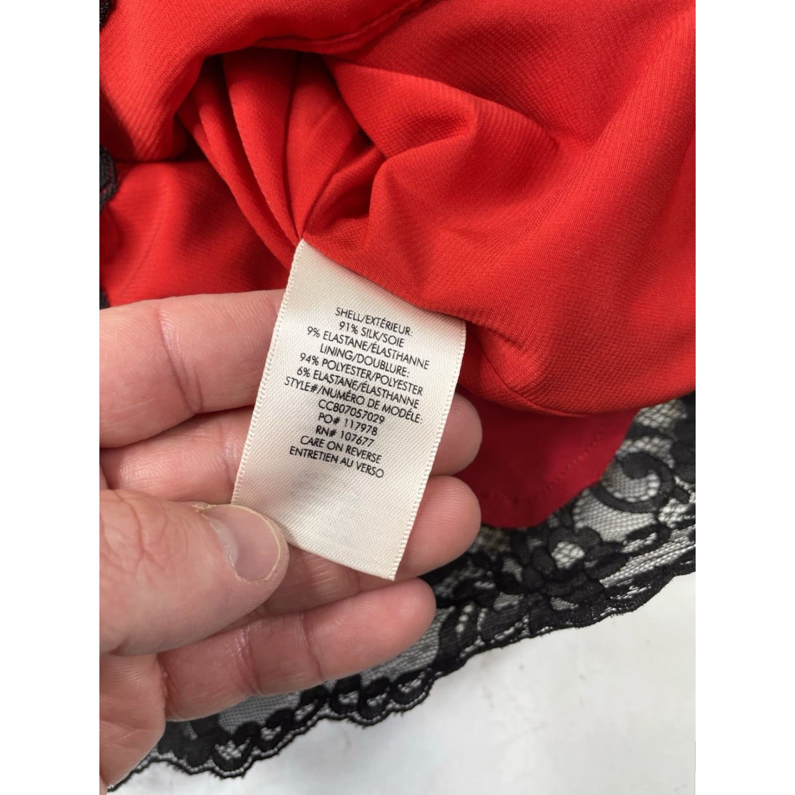Alice + Olivia Alice + Olivia Dorine Silk Slip Lace Trim Red Camisole Tank Top XS Women Sleeveless V-Neck Spaghetti Strap Lace Accent Vest/ Tank Size XS / US 0-2 / IT 36-38 - 6 Thumbnail