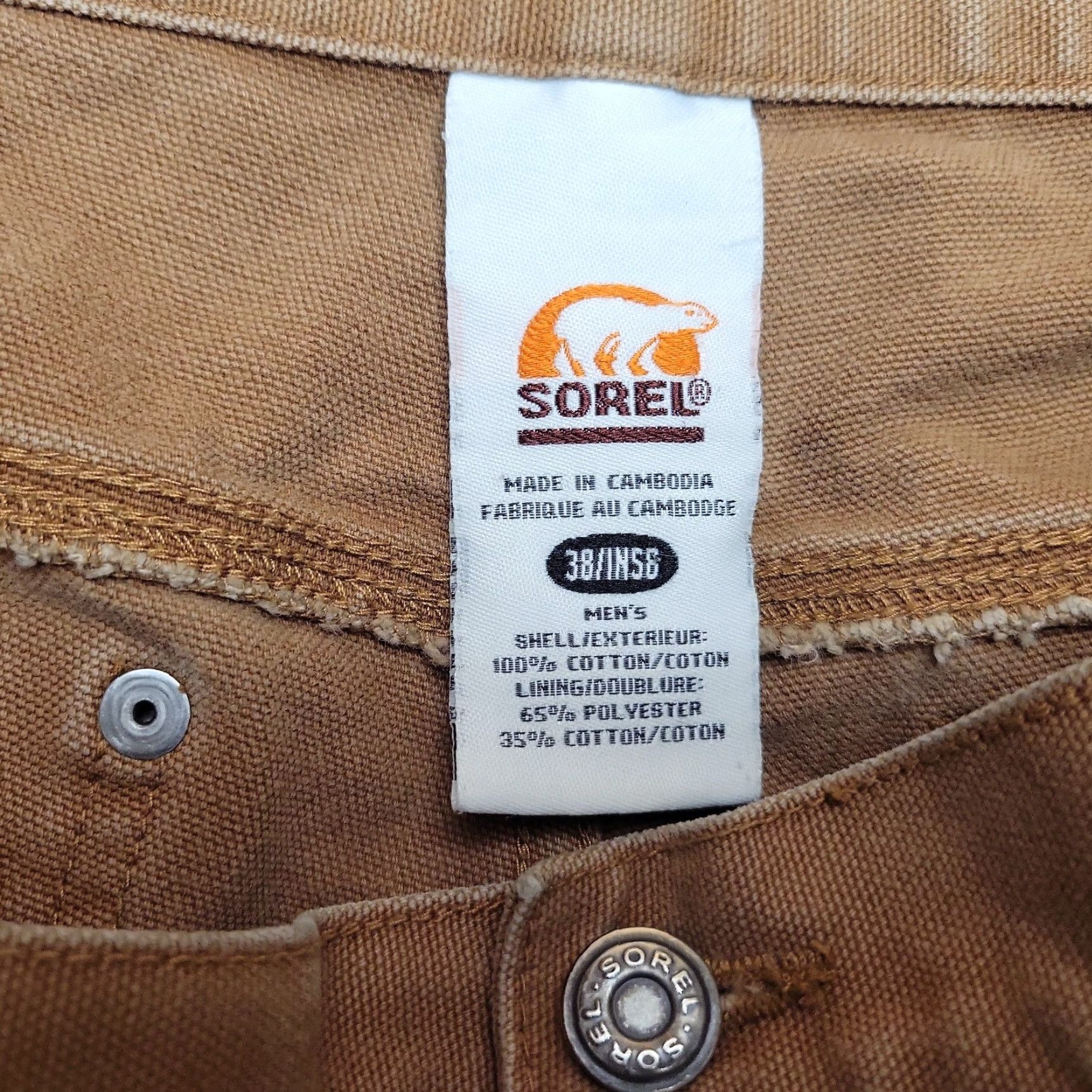 SOREL Sorel Shorts Men 38 Tan Canvas Workwear Carpenter Outdoor Utility Cotton Outdoor Cargo Pocket Pockets Cargo Style Regular Brown 38 in Men Size US 38 / EU 54 - 3 Thumbnail