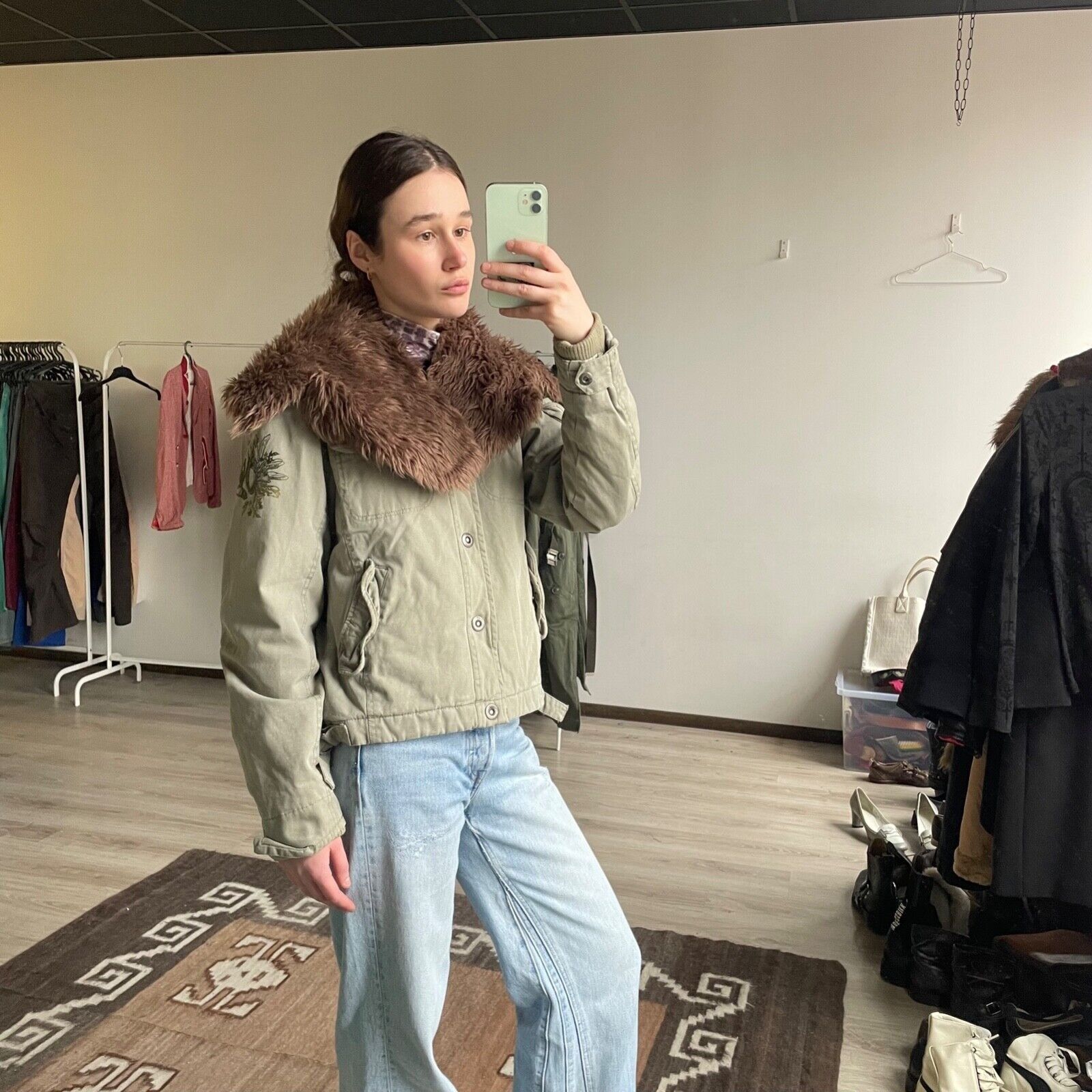 O'Neill O'Neill Vintage Y2K Fur Trim Cotton Crop Jacket 8927AC Size S / US 4 / IT 40 - 3 Thumbnail