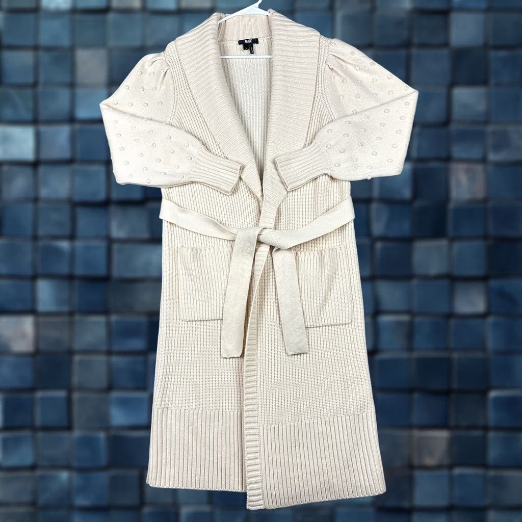 Paige PAIGE Loredana Cardigan Sweater Coat Ivory Wool Blend Belted GUC Womens Small Size S / US 4 / IT 40 - 1 Thumbnail