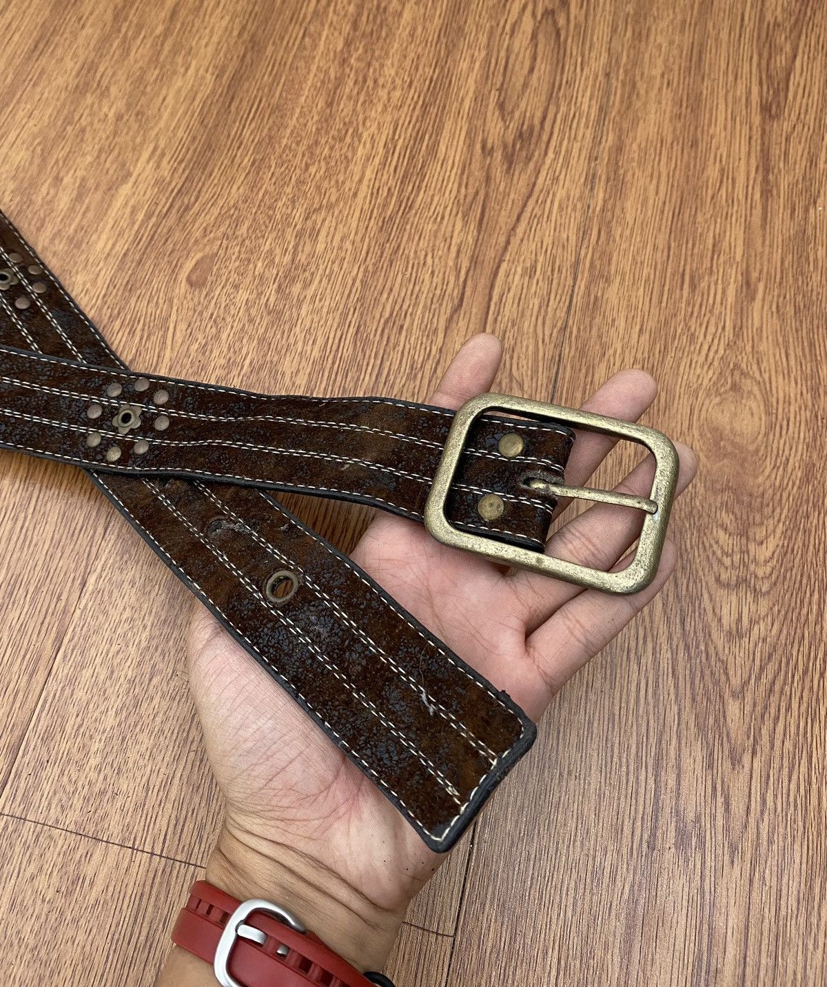 If Six Was Nine × Japanese Brand × KMRii Studded flower suede belt Size ONE SIZE - 2 Thumbnail