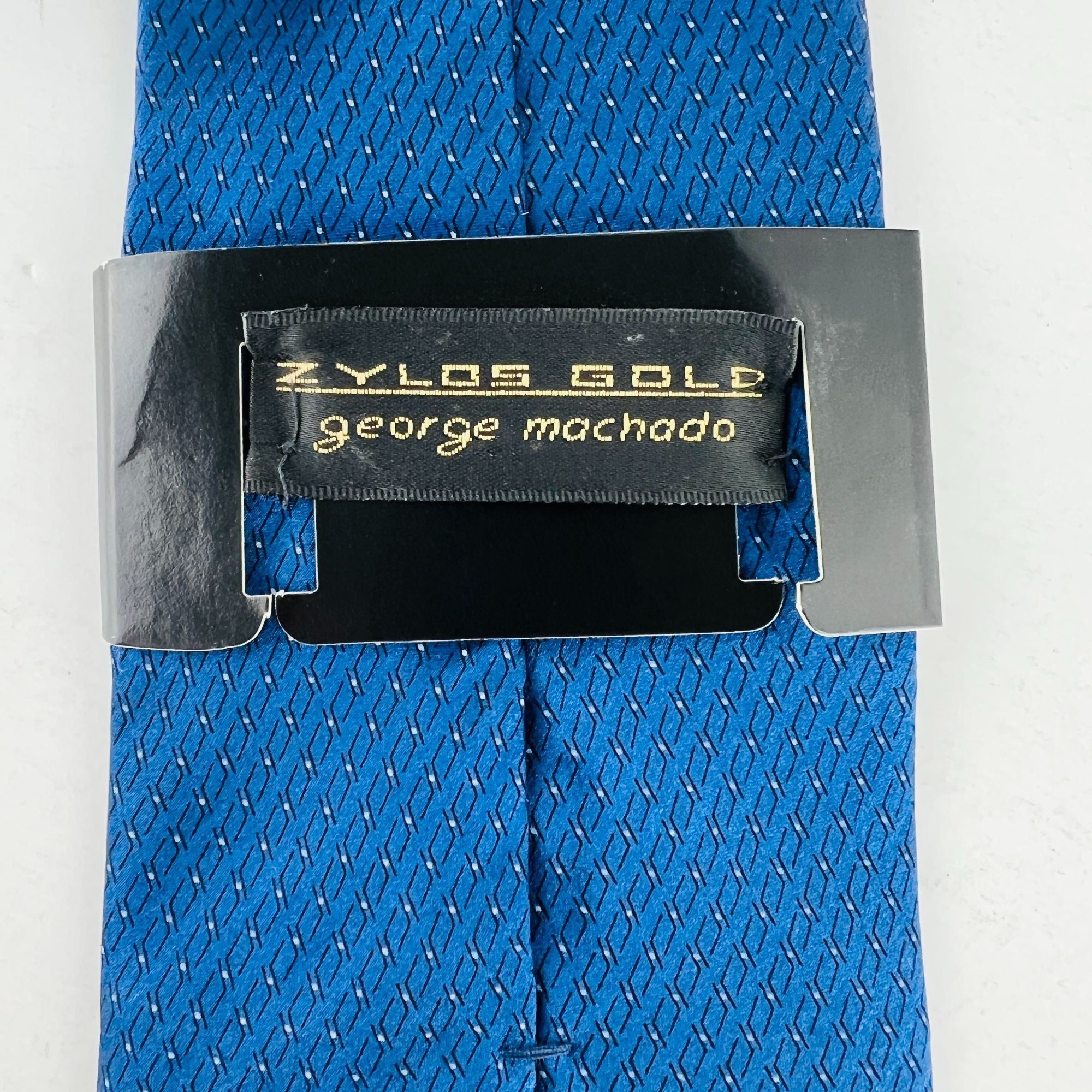 Designer Zylos Gold George Machado Blue Dots Necktie Tie 100% Silk NW Size ONE SIZE - 5 Thumbnail