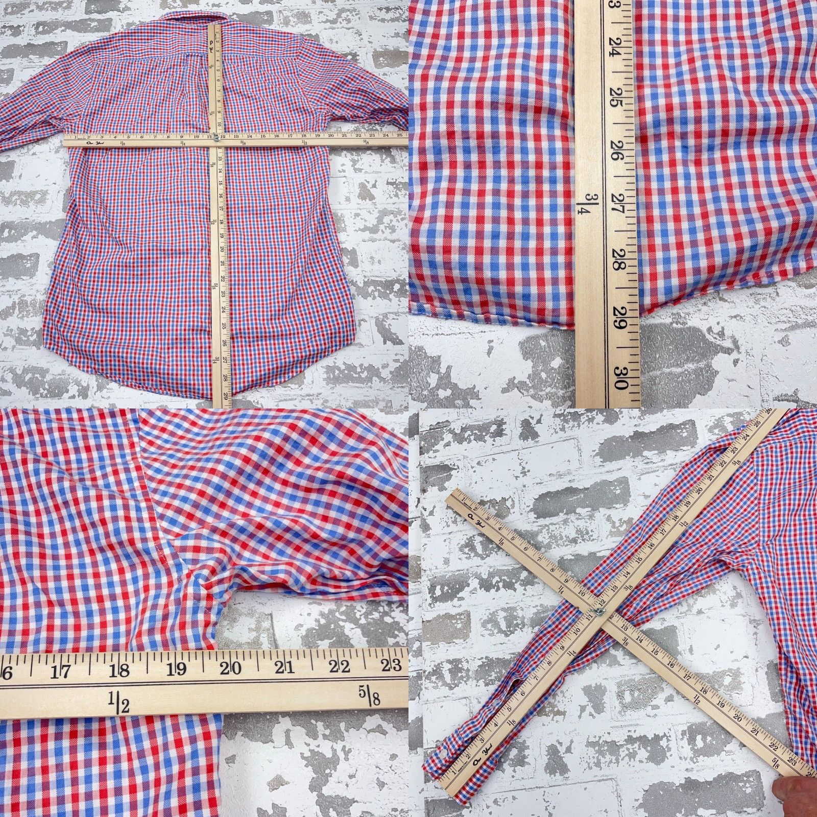 johnnie-O johnnie-O Shirt Men Medium Pink Blue Button Up Plaid Gingham Pocket Size 40R - 8 Thumbnail