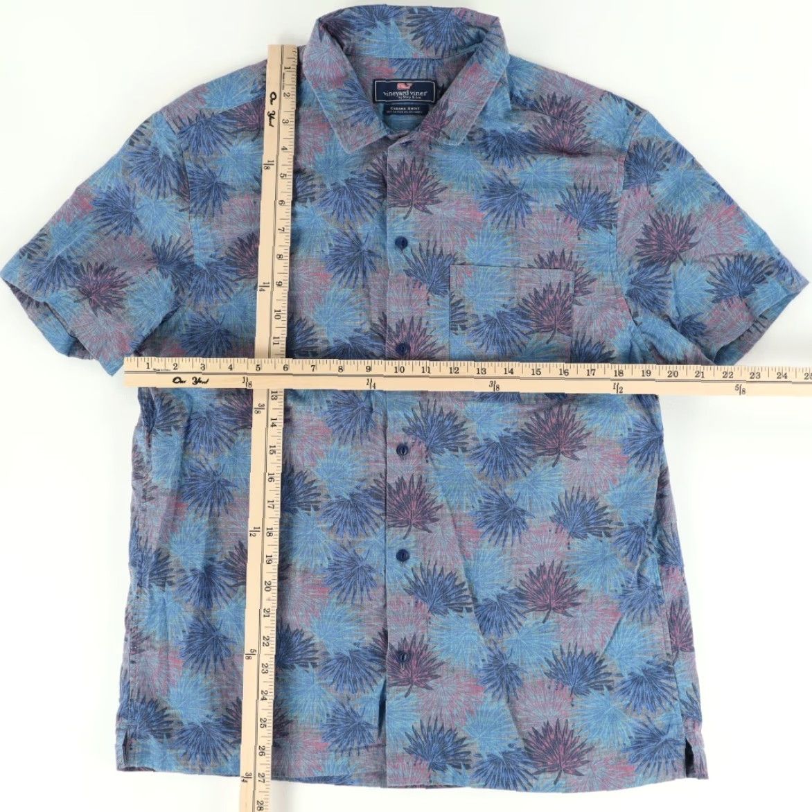 Vineyard Vines Vineyard Vines Cabana Chambray Short Sleeve Floral Shirt Blue M Mens Size US M / EU 48-50 / 2 - 3 Thumbnail