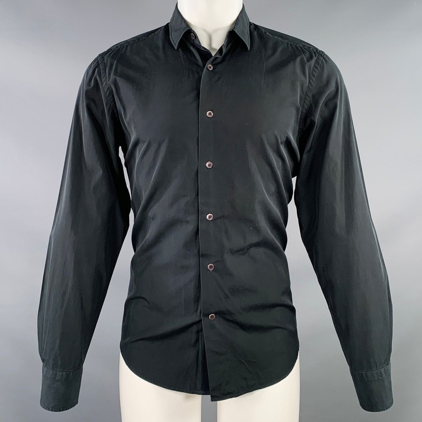 Lanvin LANVIN Size 40 Black Cotton Spread Collar Long Sleeve Shirt Size US L / EU 52-54 / 3 - 1 Thumbnail