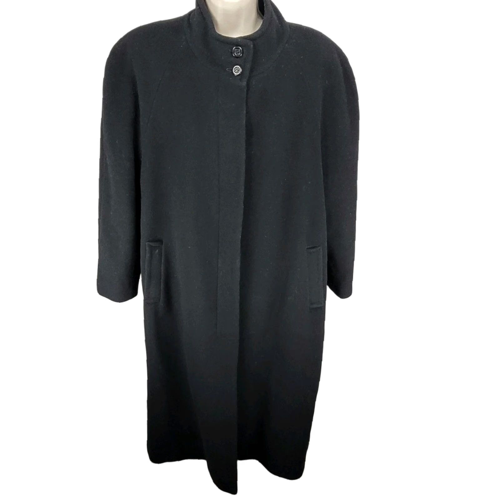 Preston & York Black Buttoned Lined Pockets Over Coat 1X Women's Coat