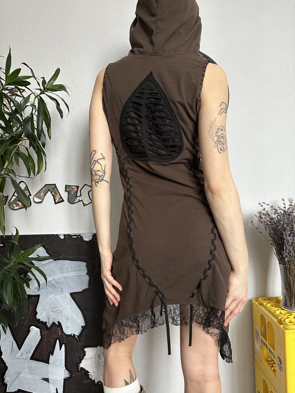Seditionaries Vintage Fairy Goblin Core Hooded Asymmetrical Hem Dress Size S / US 4 / IT 40 - 6 Thumbnail