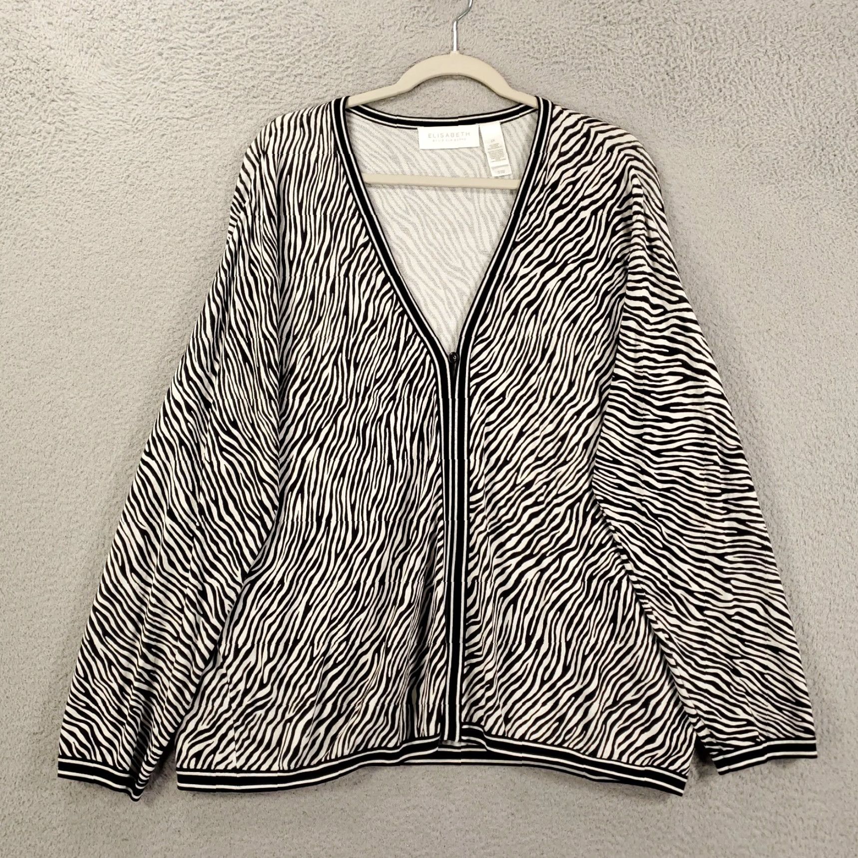 Liz Claiborne Womens Cardigan 2X Zebra Animal Print Button Closure Knit V-Neck Long Sleeve Liz Claiborne Size XXL / US 16-18 / IT 52-54 - 5 Thumbnail