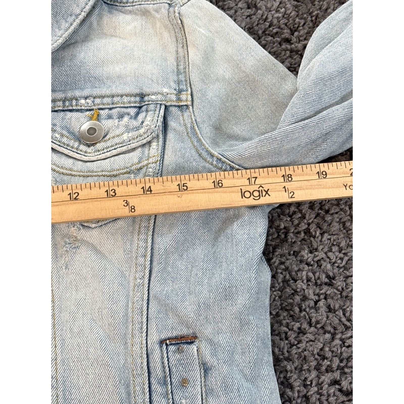 Vintage VINTAGE Wet-seal Denim Jacket Womens Medium Light Wash Distressed Y2K Shirt Womens Medium Blue 90s Classic Mens? Size M / US 6-8 / IT 42-44 - 3 Thumbnail