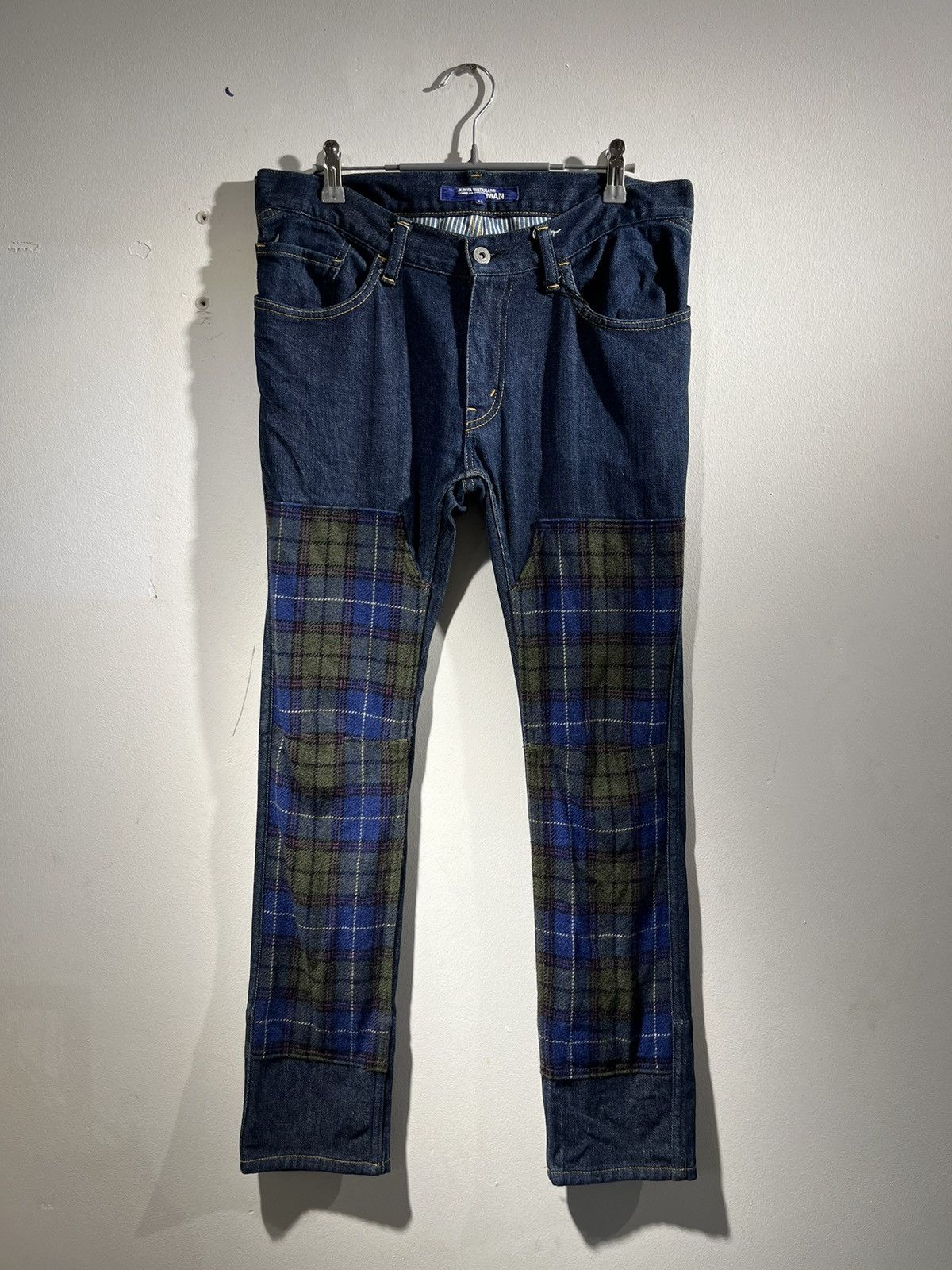 CDG by Comme des Garcons × Comme des Garcons × Junya Watanabe Cdg x Junya watanabe Double Knee Plaid Denim Jeans Size US 27 - 1 Thumbnail