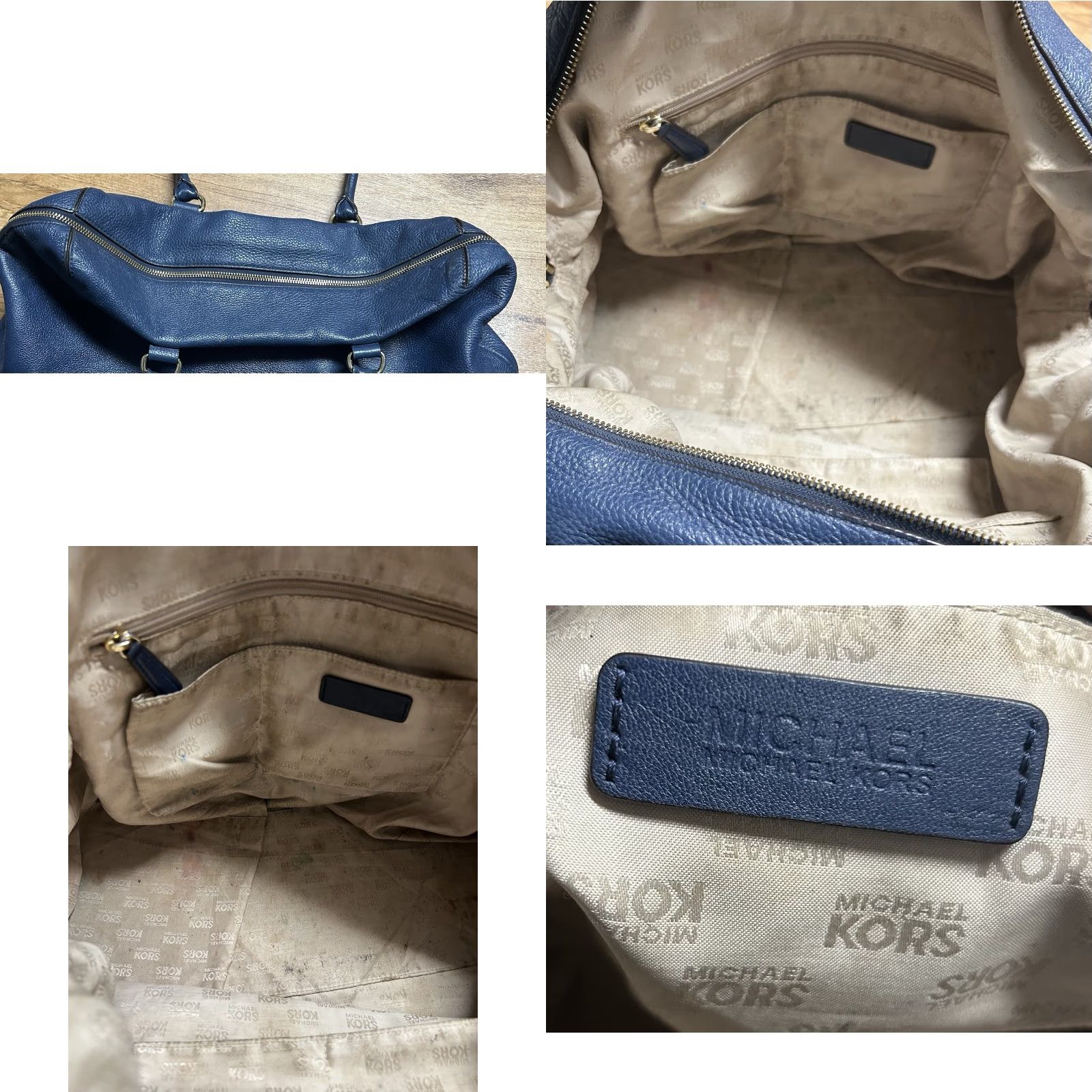 Vintage VINTAGE Michael Kors Hamilton Weekender Navy Pebbled Leather Luggage Satchel Bag Tote Size ONE SIZE - 11 Thumbnail