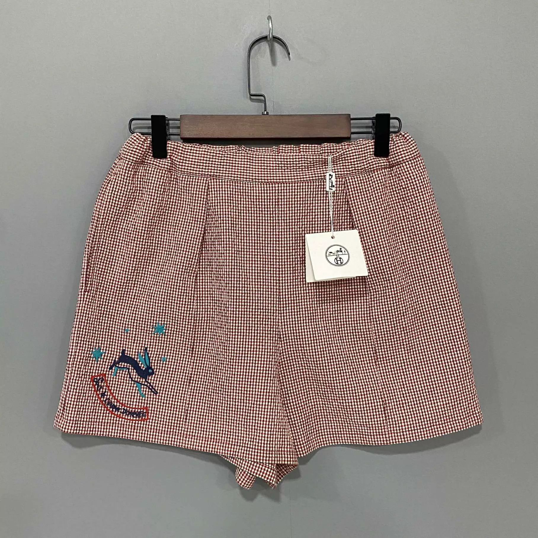 Hermes HERMES Red Mountain Check Embroidered Shorts 34 Size 25" / US 0 / IT 36 - 3 Thumbnail