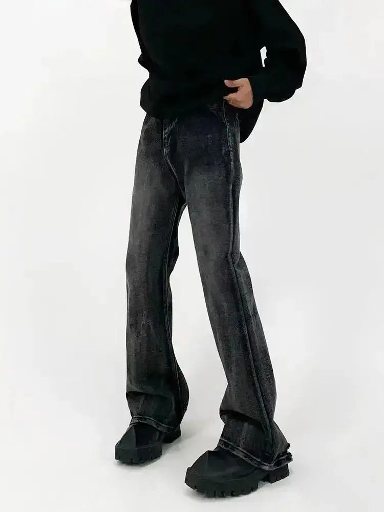 Japanese Brand Washed black vintage baggy micro flare jeans Size US 32 / EU 48 - 4 Thumbnail