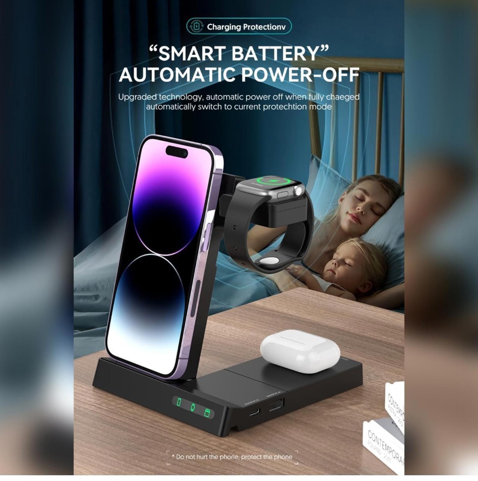 The Unbranded Brand Multi-Charging Dock Wireless Charger Station 6-in-1 Size ONE SIZE - 8 Thumbnail