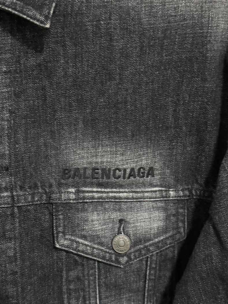 Balenciaga Balenciaga size 36 Smoke Grey Black Tie-Dye Denim Jacket Size XL / US 12-14 / IT 48-50 - 3 Thumbnail