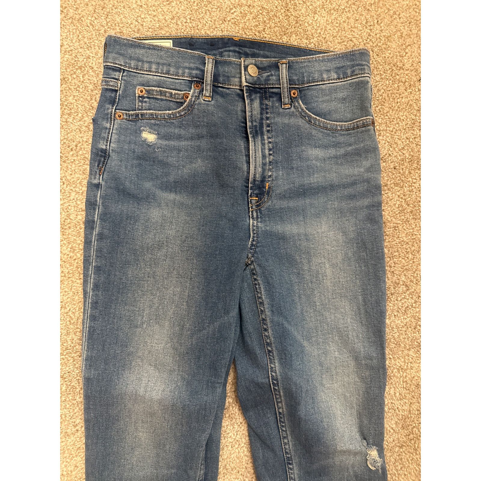 Gap GAP Cigarette High Rise Raw Hem Straight Leg Jeans, 4 (27) Size 27" / US 4 / IT 40 - 3 Thumbnail