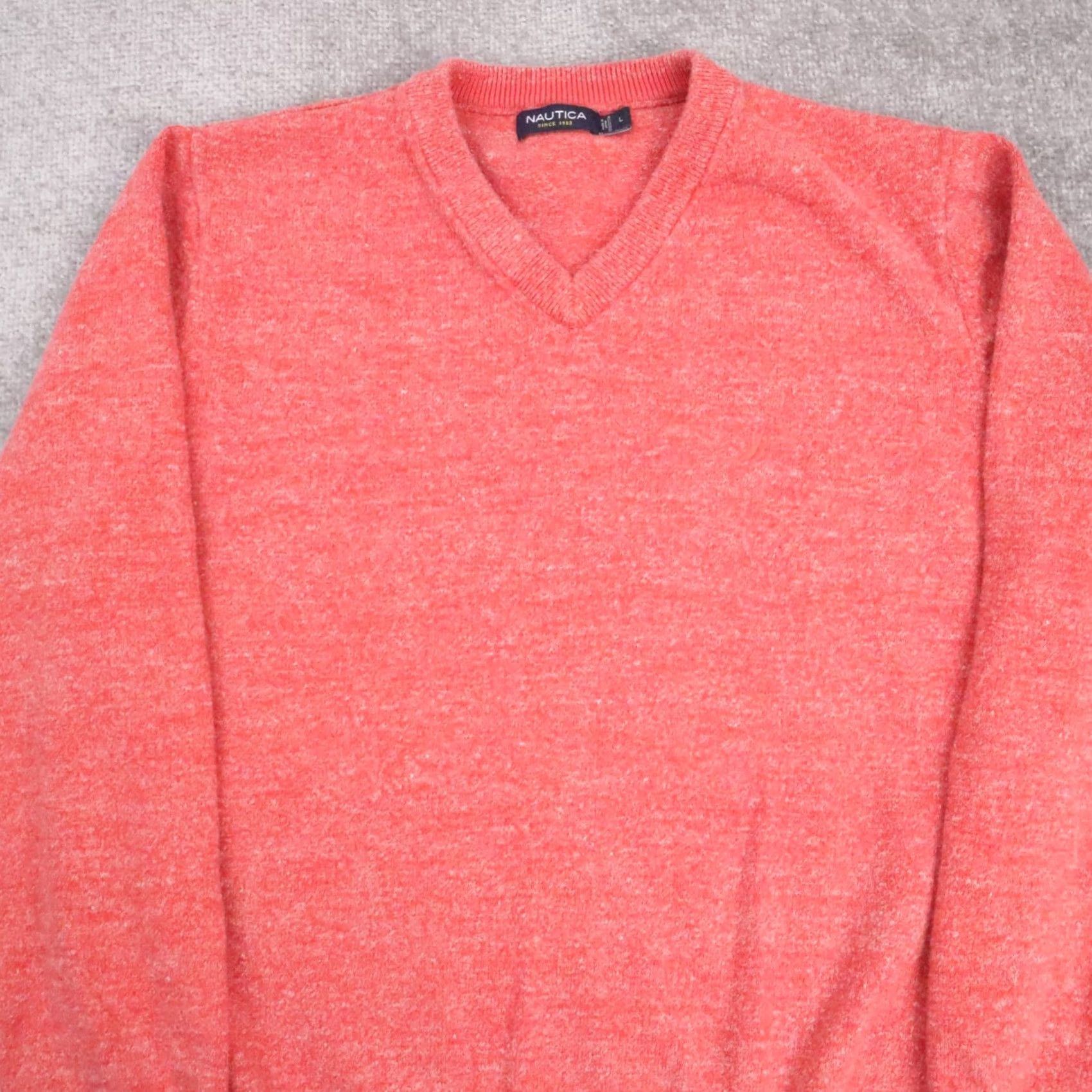 Nautica Nautica Sweatshirt L Pink Long Sleeve V Neck Pullover 100% Cotton Mens Size US L / EU 52-54 / 3 - 5 Thumbnail