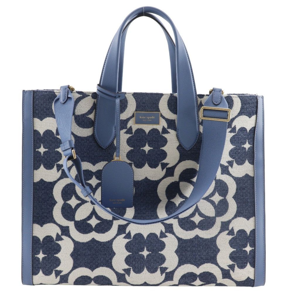 Kate Spade Kate Spade Kate Spade Manhattan Chenille Cotton Leather 2way Tote Bag Textile Tote Bag K9959 DUTY FREE for USA Size ONE SIZE - 1 Thumbnail